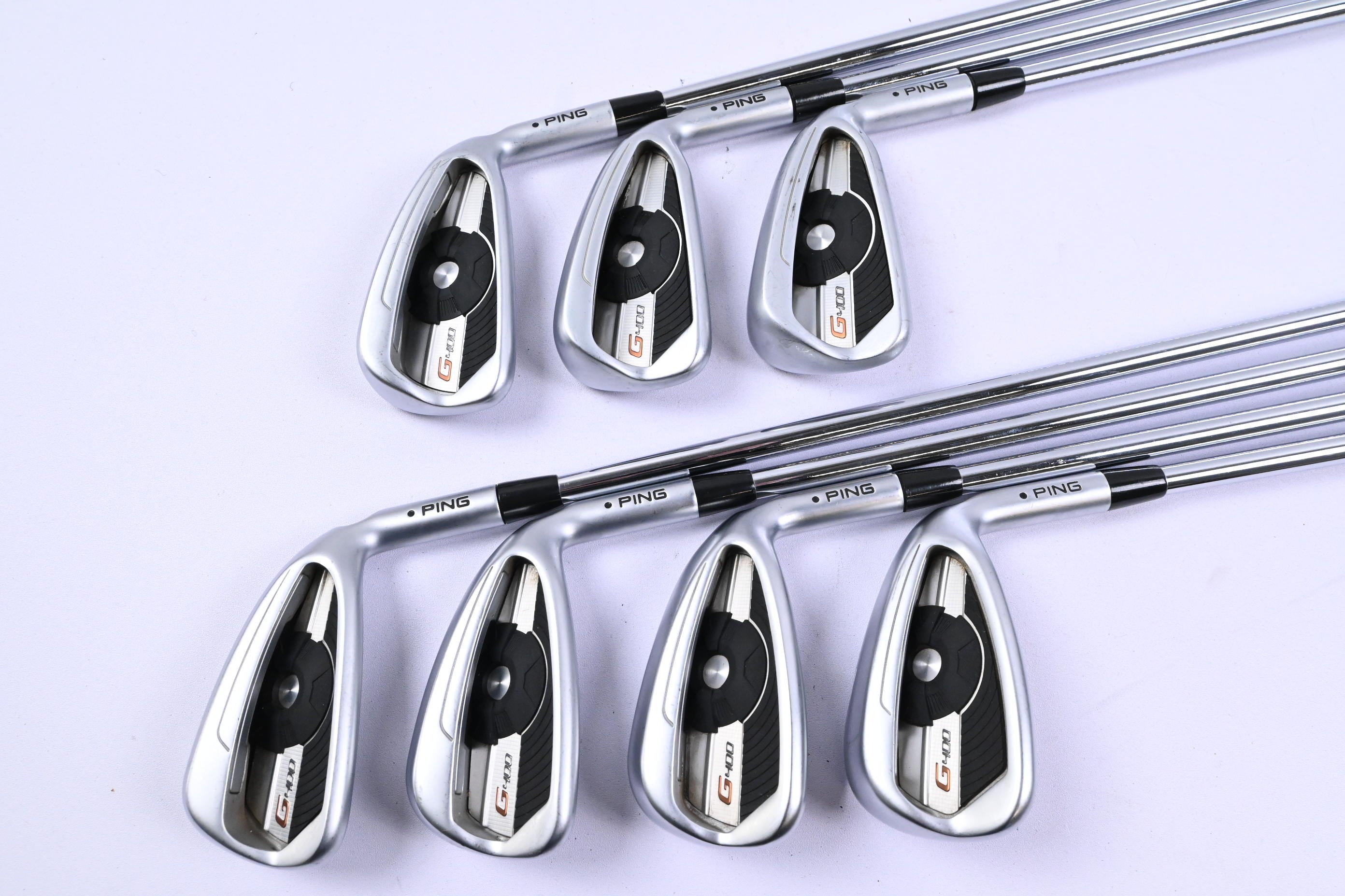 Ping G400 Irons / 4-PW / Black Dot / Regular Flex Ping AWT 2.0 Shafts