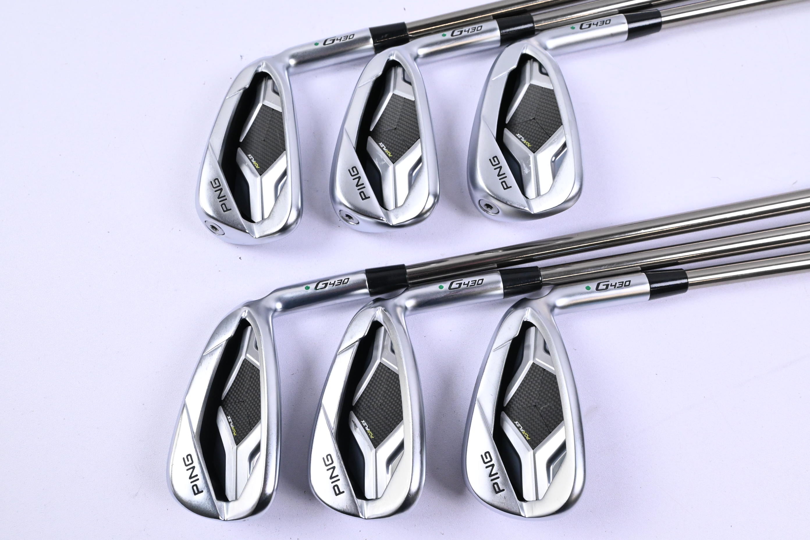 Ping G430 Irons / 6-PW+GW / Green Dot / Regular Flex Recoil ES 780 Shafts