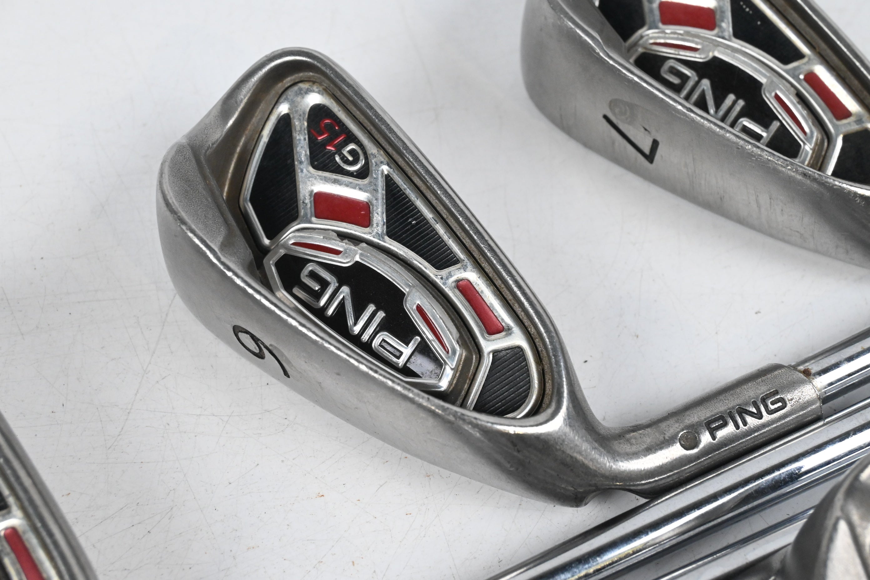 Left Hand Ping G15 Irons / 4-PW+GW+SW / Black Dot / Regular Flex Ping AWT Shafts