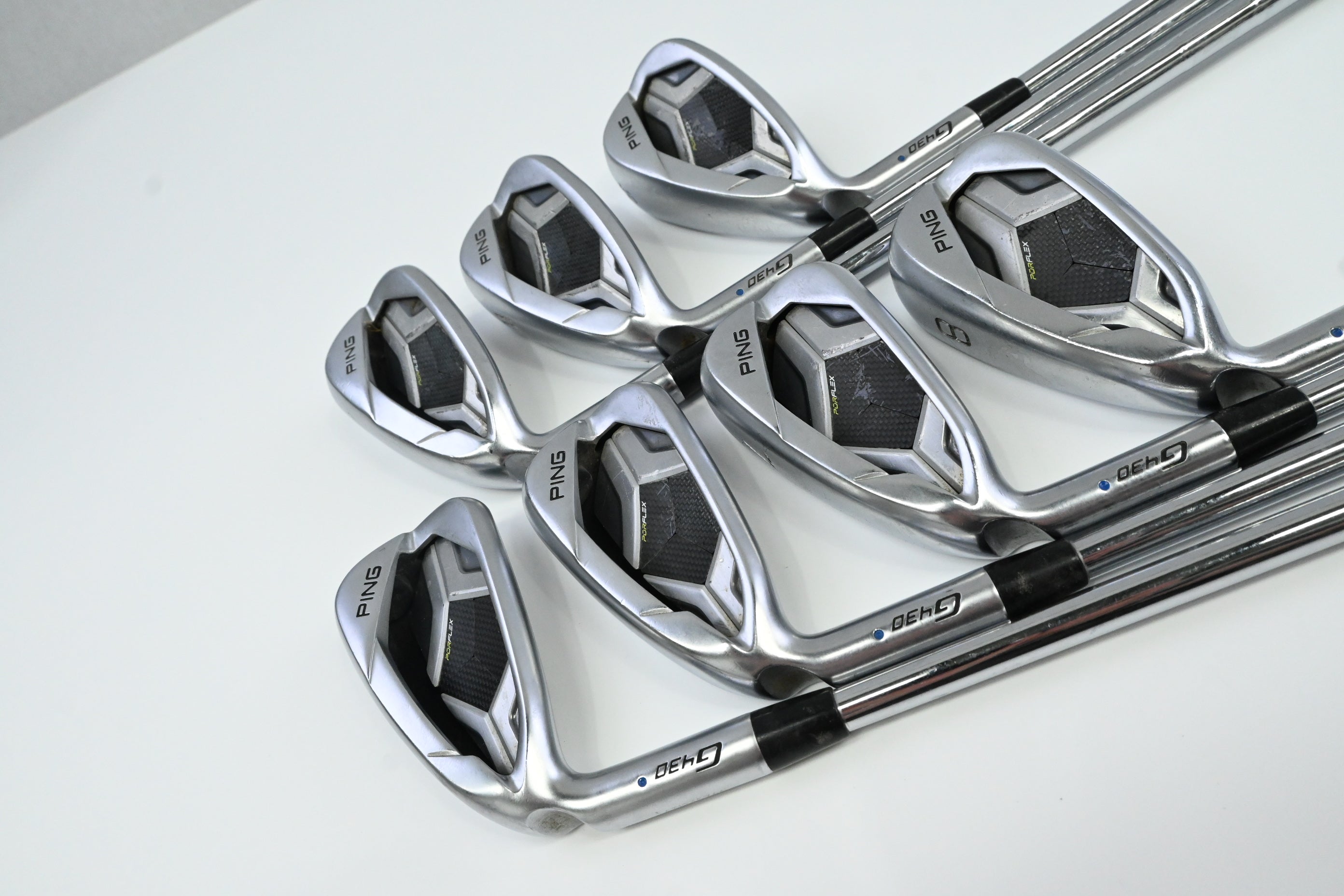 Left Hand Ping G430 Irons / 5-PW+45° / Blue Dot / Stiff Flex NS Pro Modus3