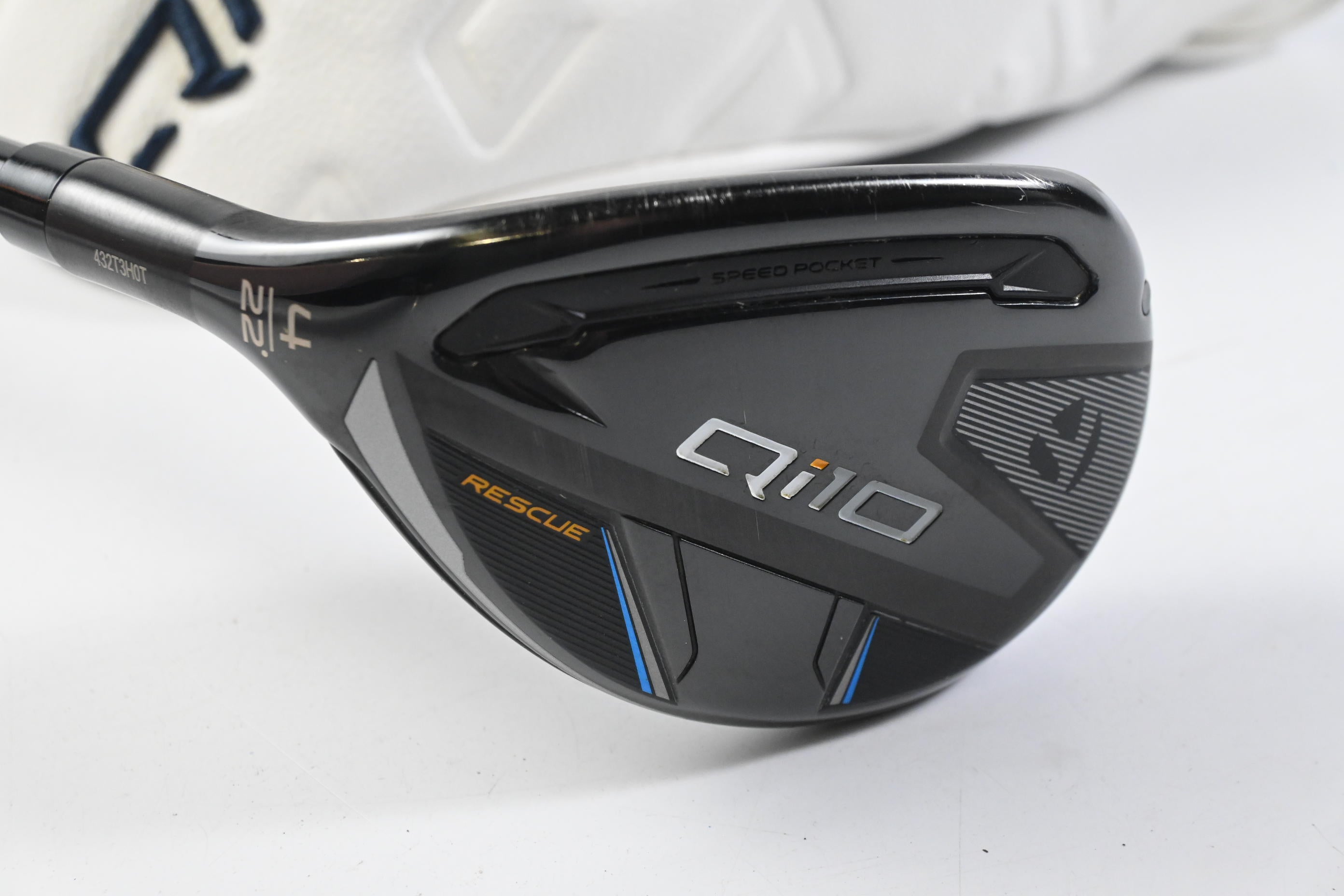 Left Hand Taylormade Qi10 #4 Hybrid / 22 Degree / Stiff Flex Ventus Blue 7 Shaft
