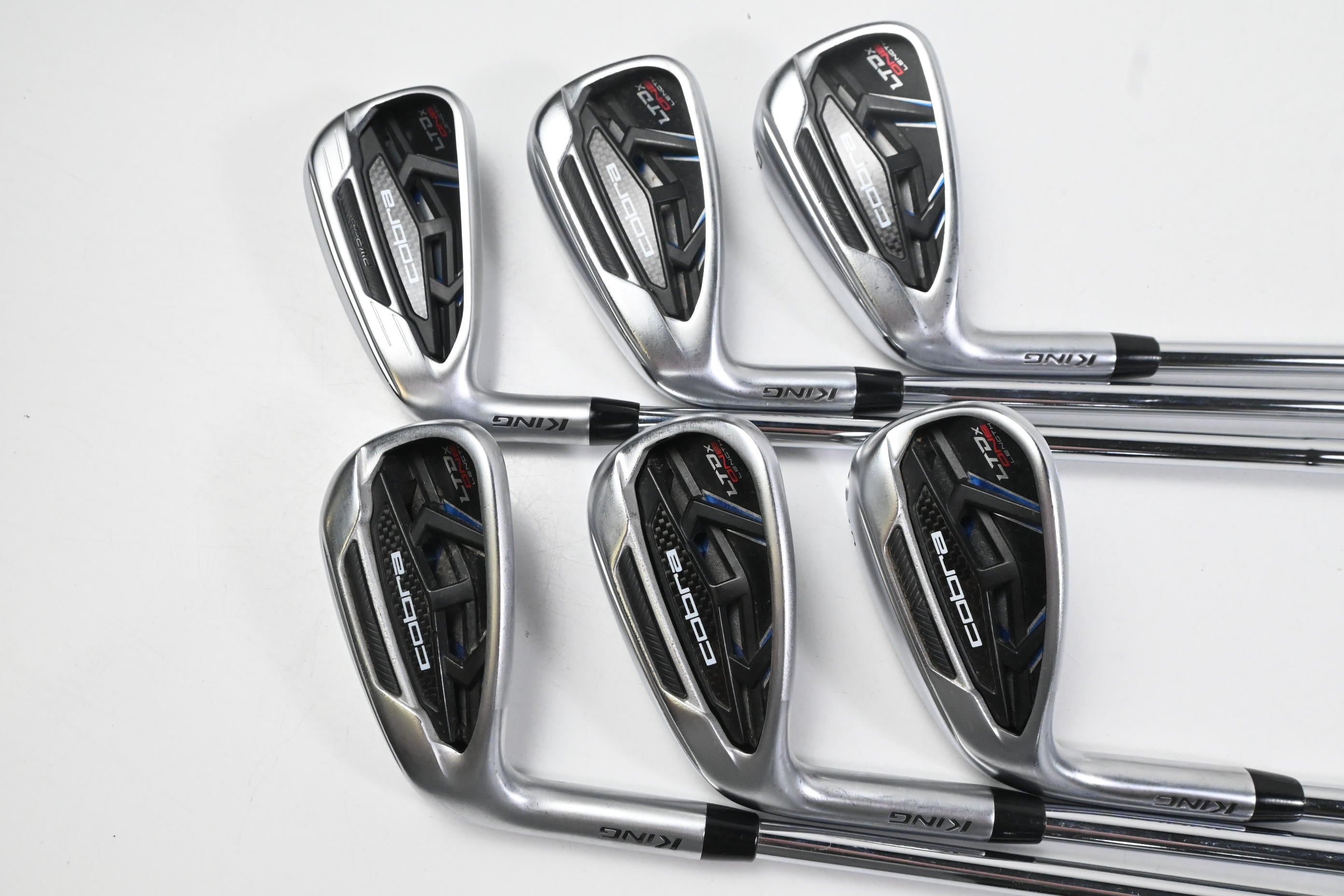 Left Hand Cobra LTDx One Length Irons / 7-PW+GW+SW / Regular Flex KBS Tour 90