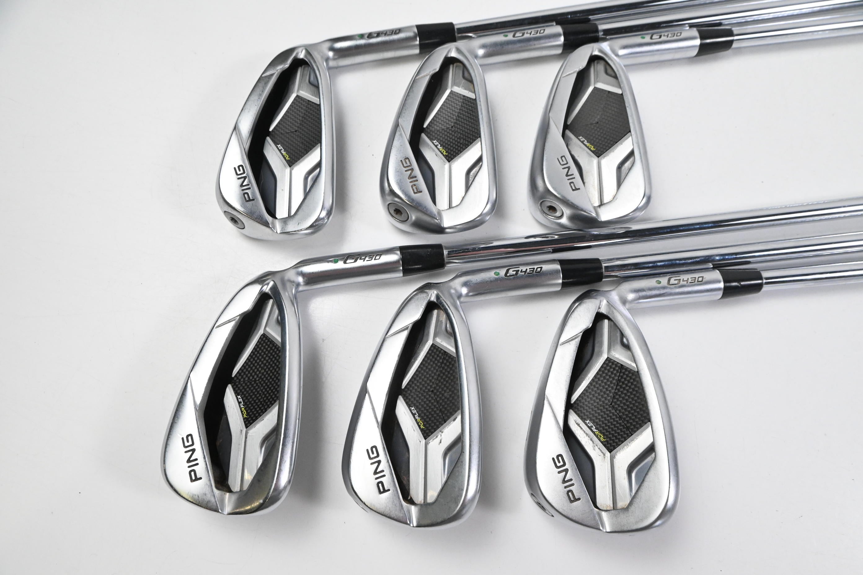 Ping G430 Irons / 5-PW / Green Dot / Regular Flex Ping AWT 2.0 Steel Shafts