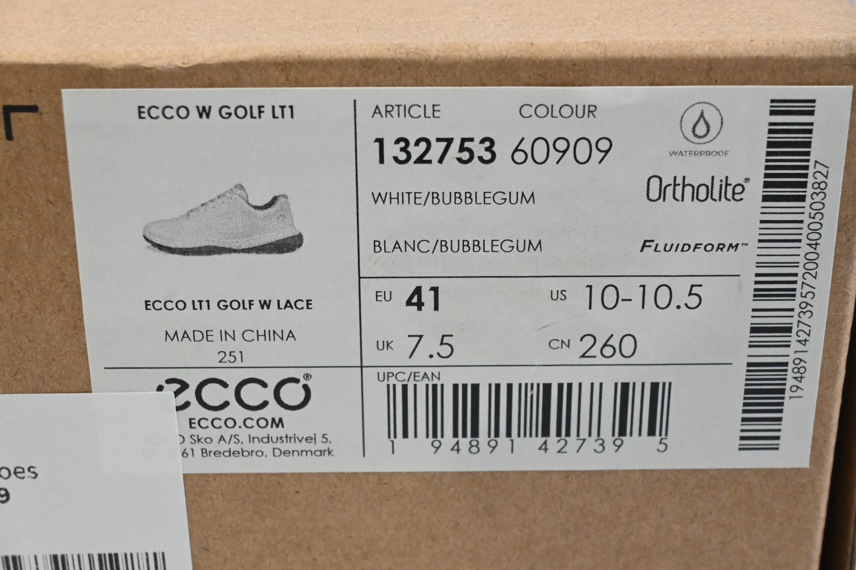 Ladies Ecco LT1 Golf Shoes / Size UK 7.5 / White, Pink