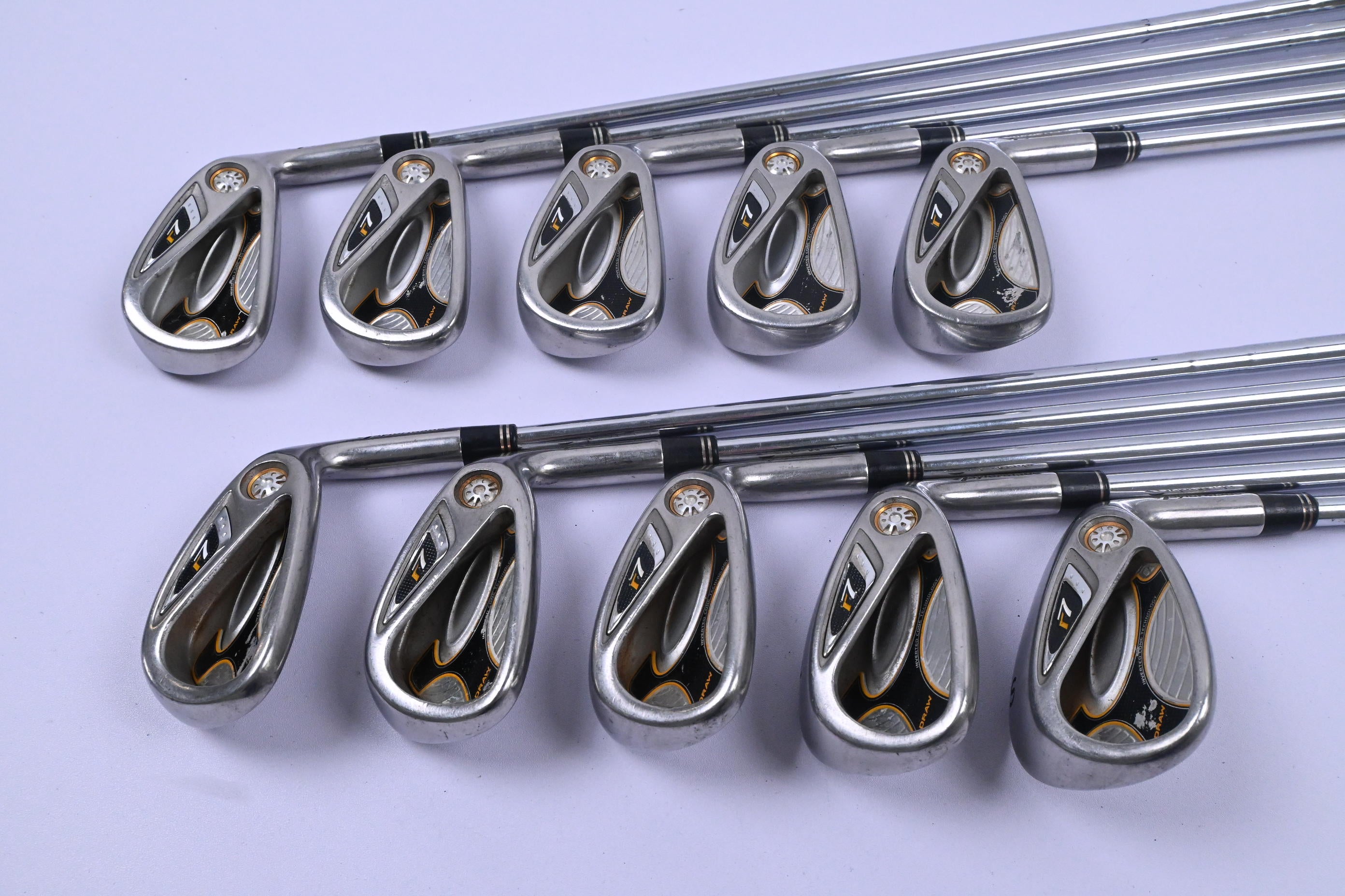 Taylormade R7 Draw Irons / 3-PW+GW+SW / Regular Flex Taylormade T-Step 90 Shafts