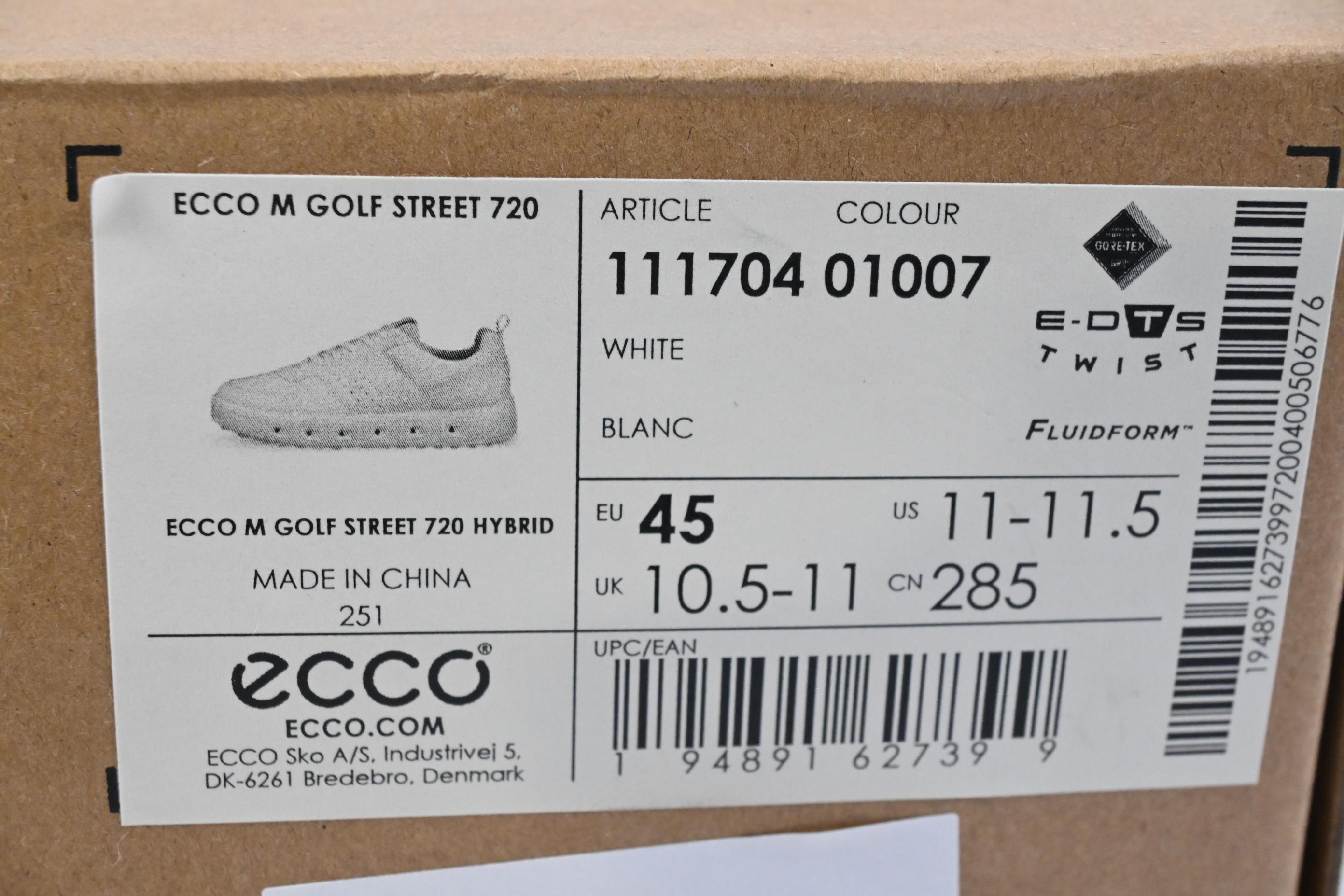 Ecco Street 720 Hybrid Golf Shoes / Size UK 10.5-11 / White