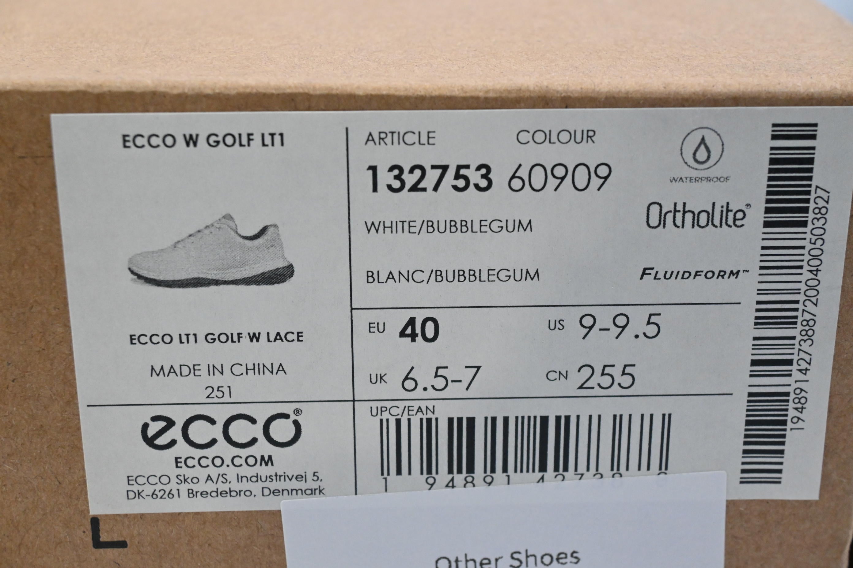 Ladies Ecco LT1 Golf Shoes / Size UK 6.5-7 / White, Pink