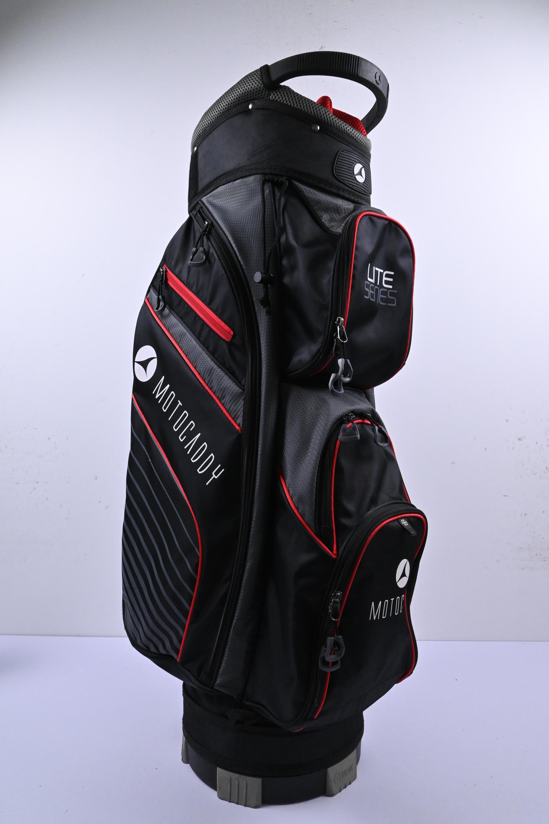 Motocaddy Lite Series Cart Bag / 14-Way Divider / Black, Grey & Red