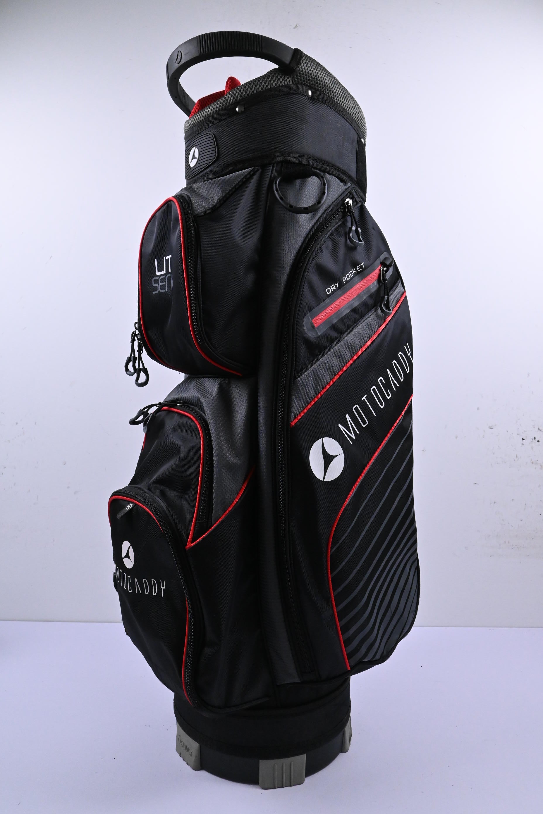 Motocaddy Lite Series Cart Bag / 14-Way Divider / Black, Grey & Red