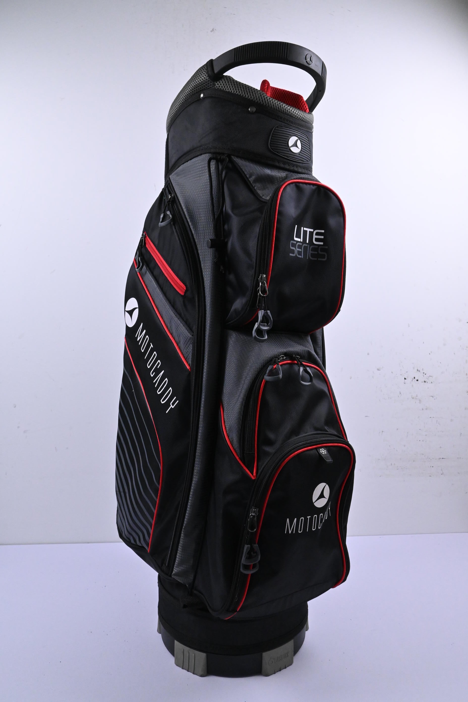 Motocaddy Lite Series Cart Bag / 14-Way Divider / Black, Grey & Red