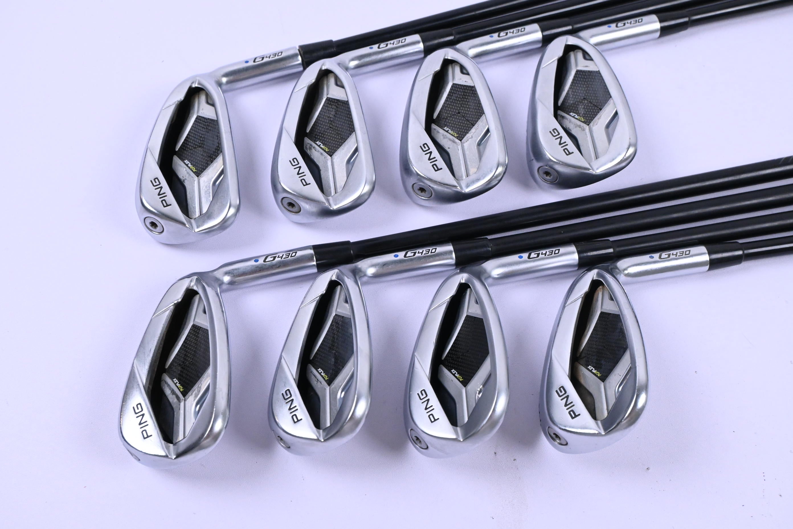 Ping G430 Irons / 6-PW+GW+SW+LW / Blue Dot / Senior Flex Alta CB Black Shafts