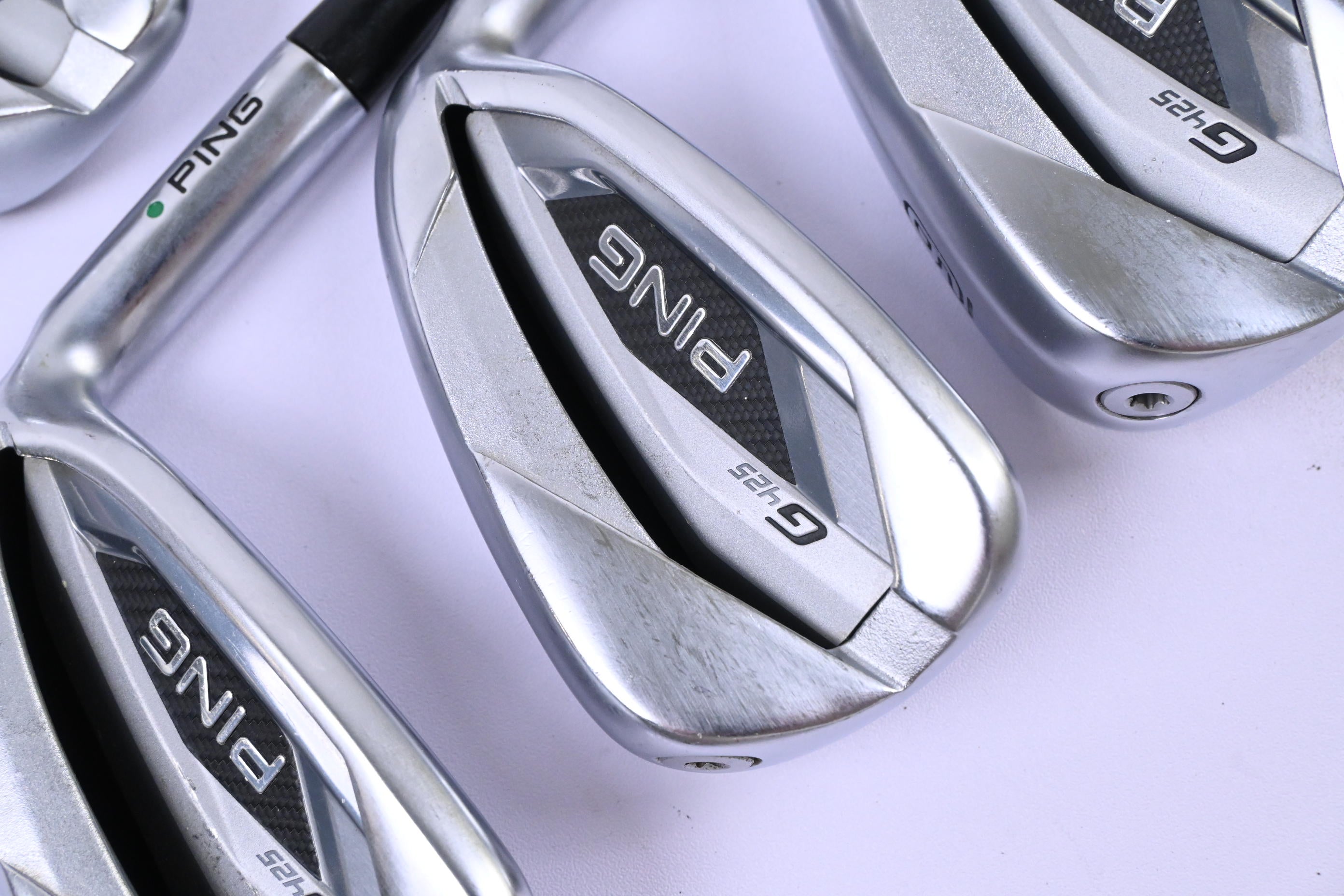 Ping G425 Irons / 4-PW / Green Dot / Stiff Flex Ping AWT 2.0 Shafts