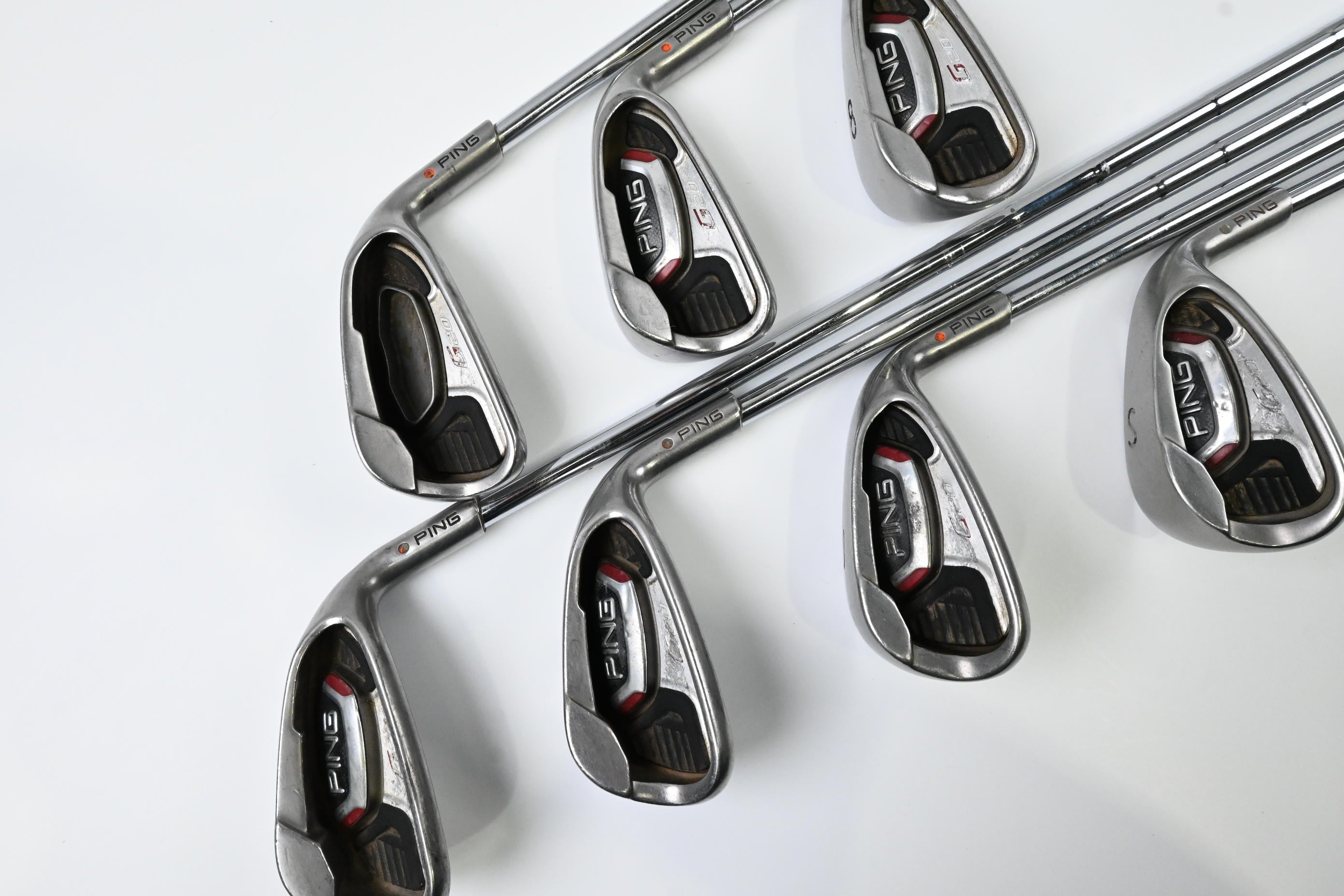 Ping G20 Irons / 6-PW+UW+SW / Orange Dot / Regular Flex Ping CFS Steel Shafts
