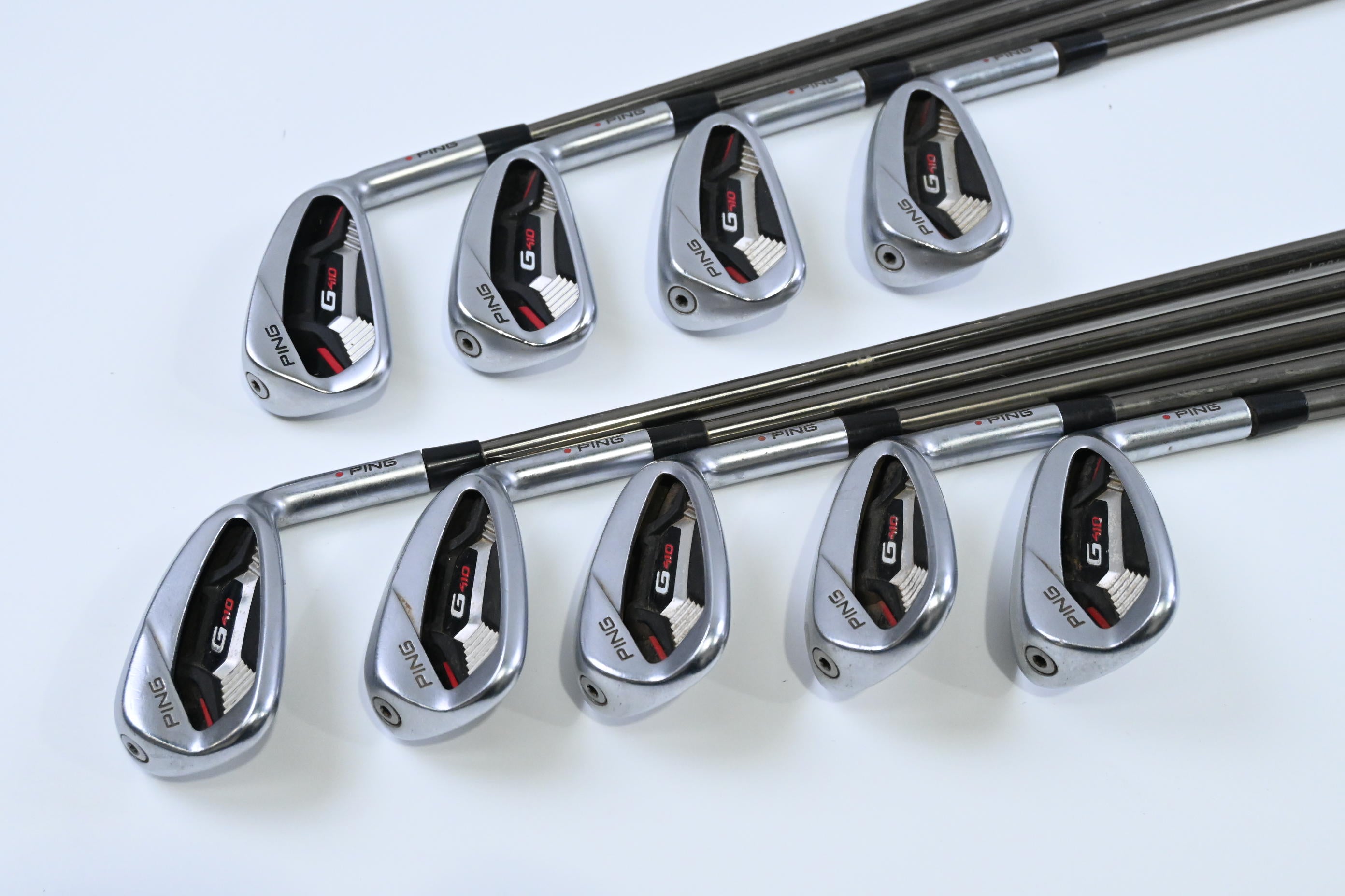 Ping G410 Irons / 4-PW+UW+SW / Red Dot / Regular Flex UST Recoil ES 780 Shafts