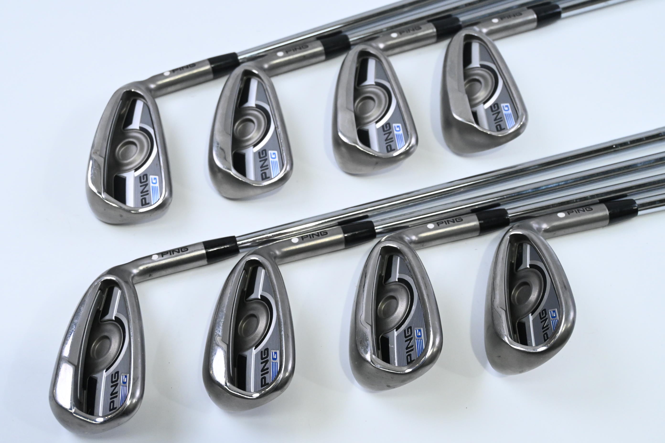Ping G Series Irons / 4-PW+SW / White Dot / Regular Flex Ping AWT 2.0 Shafts
