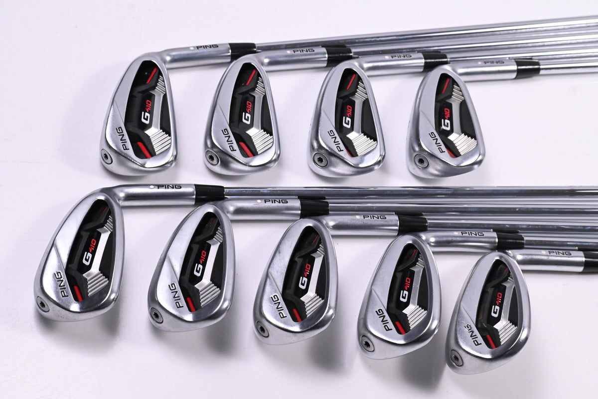 Ping G410 Irons / 4-PW+GW+SW / White Dot / Regular Flex Ping AWT 2.0 Shafts