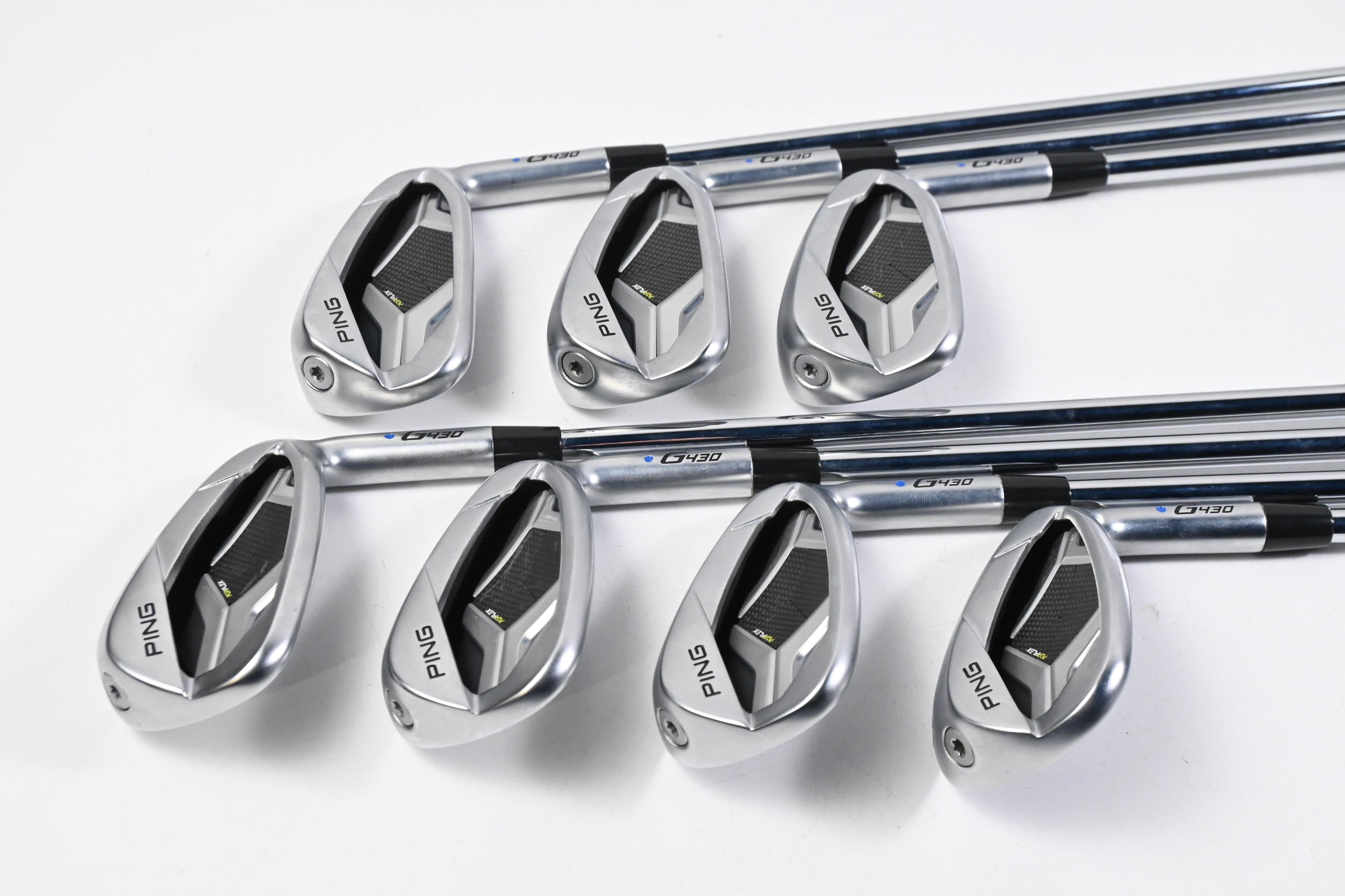 Ping G430 Irons / 6-PW+GW+SW / Blue Dot / Regular Flex Ping AWT 2.0 Shafts