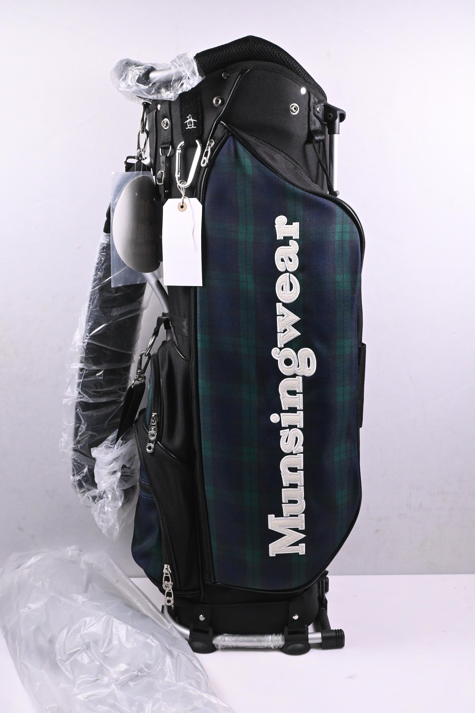 Munsingwear Light Weight Stand Bag / 5-Way Divider / Black, Tartan