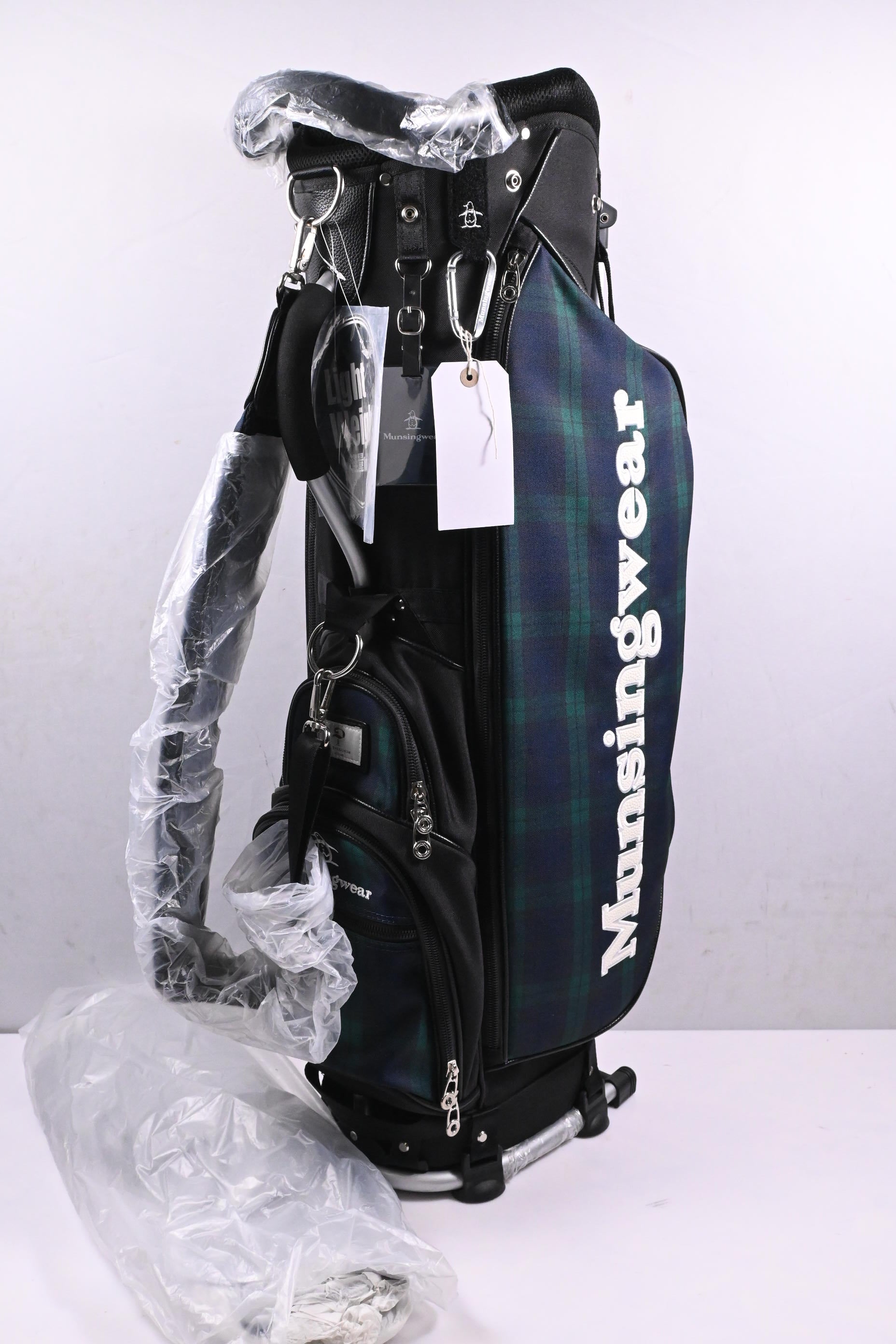 Munsingwear Light Weight Stand Bag / 5-Way Divider / Black, Tartan