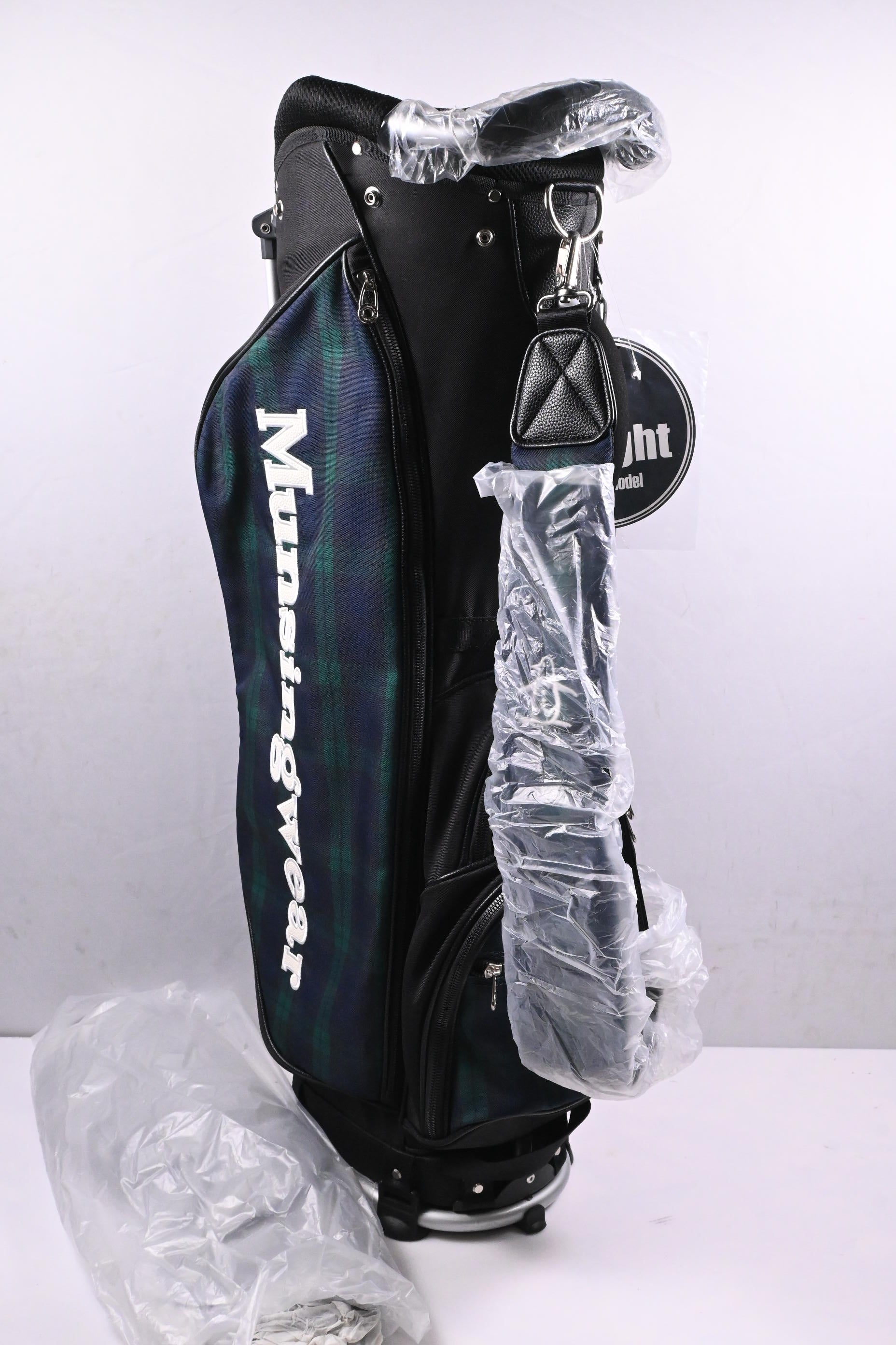 Munsingwear Light Weight Stand Bag / 5-Way Divider / Black, Tartan