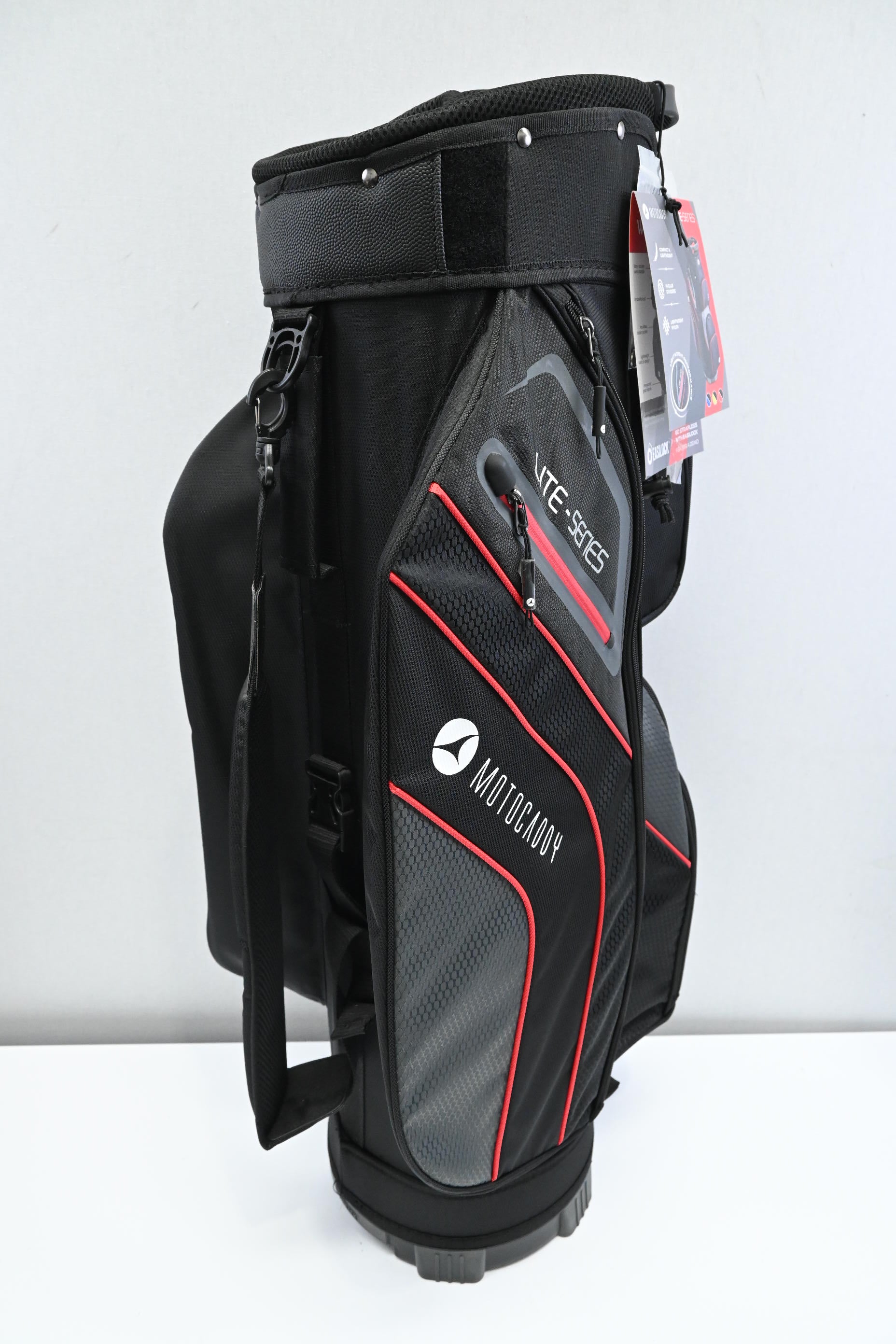 Motocaddy Lite Series Cart Bag / 14-Way Divider / Black, Red