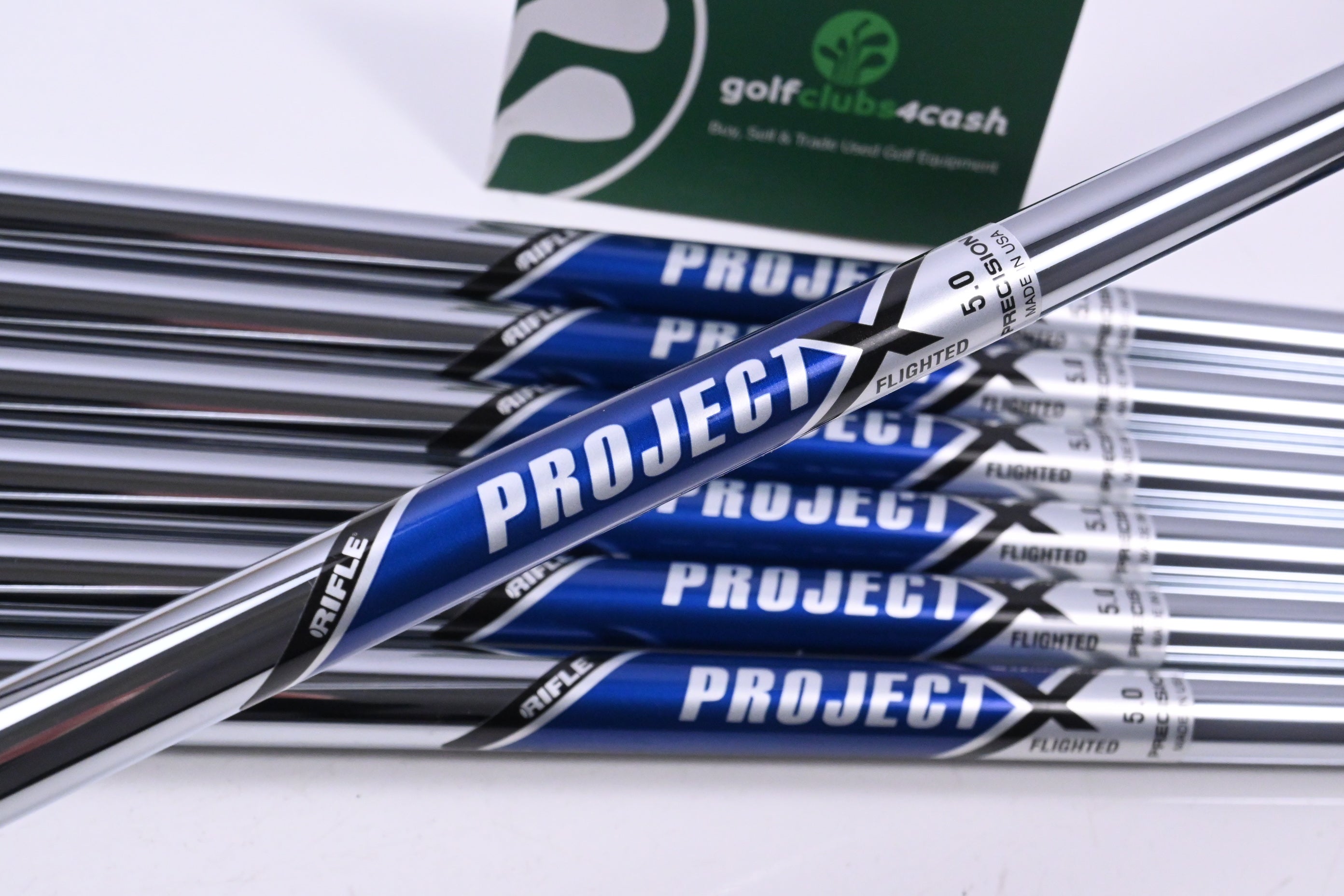 Project X Flighted 5.0 Iron Shafts / Regular Flex / Set of 7 / .370" Tips /Uncut