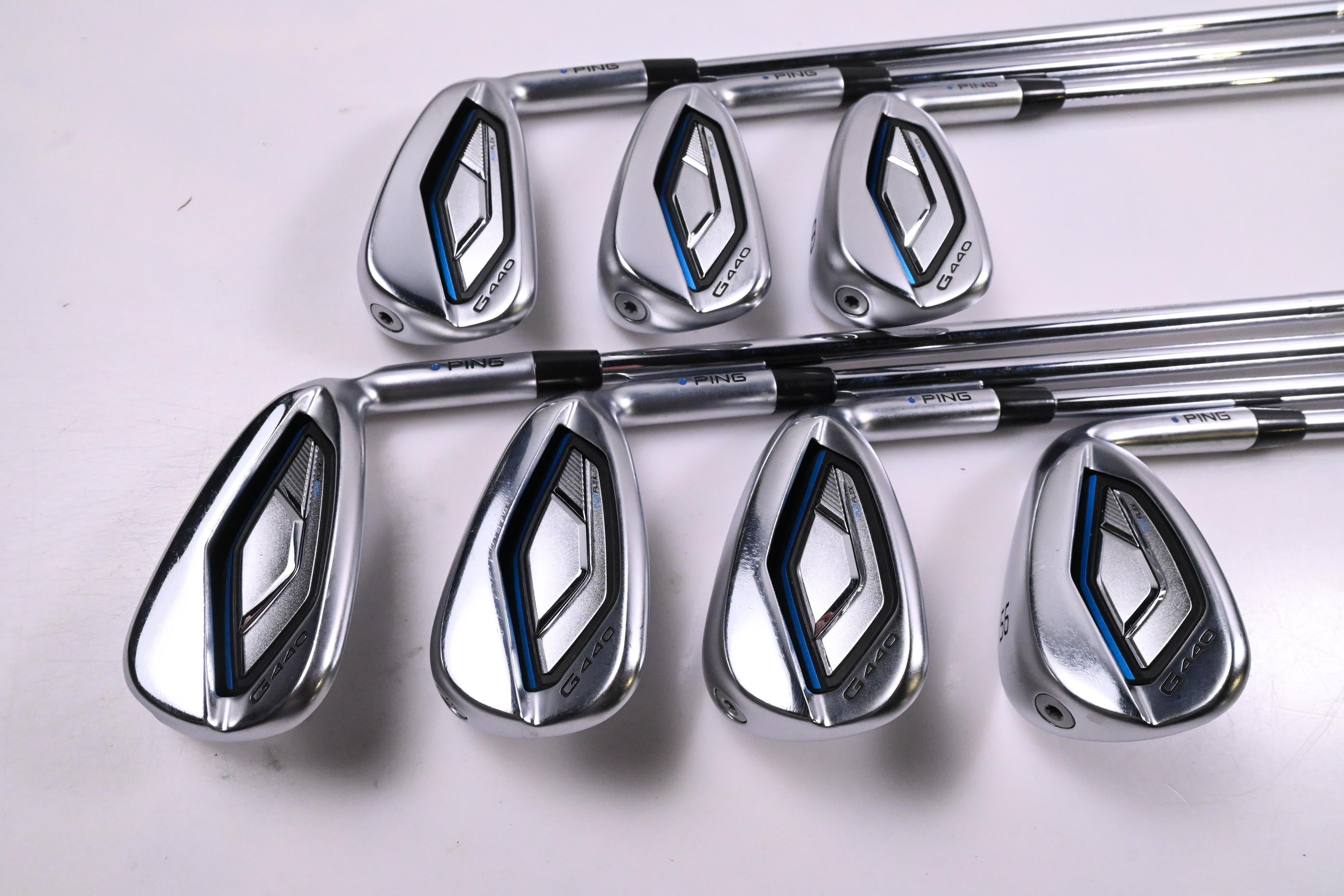 Ping G440 Irons / 6-PW+GW+56° / Blue Dot / Regular Flex Ping AWT 3.0 Shafts