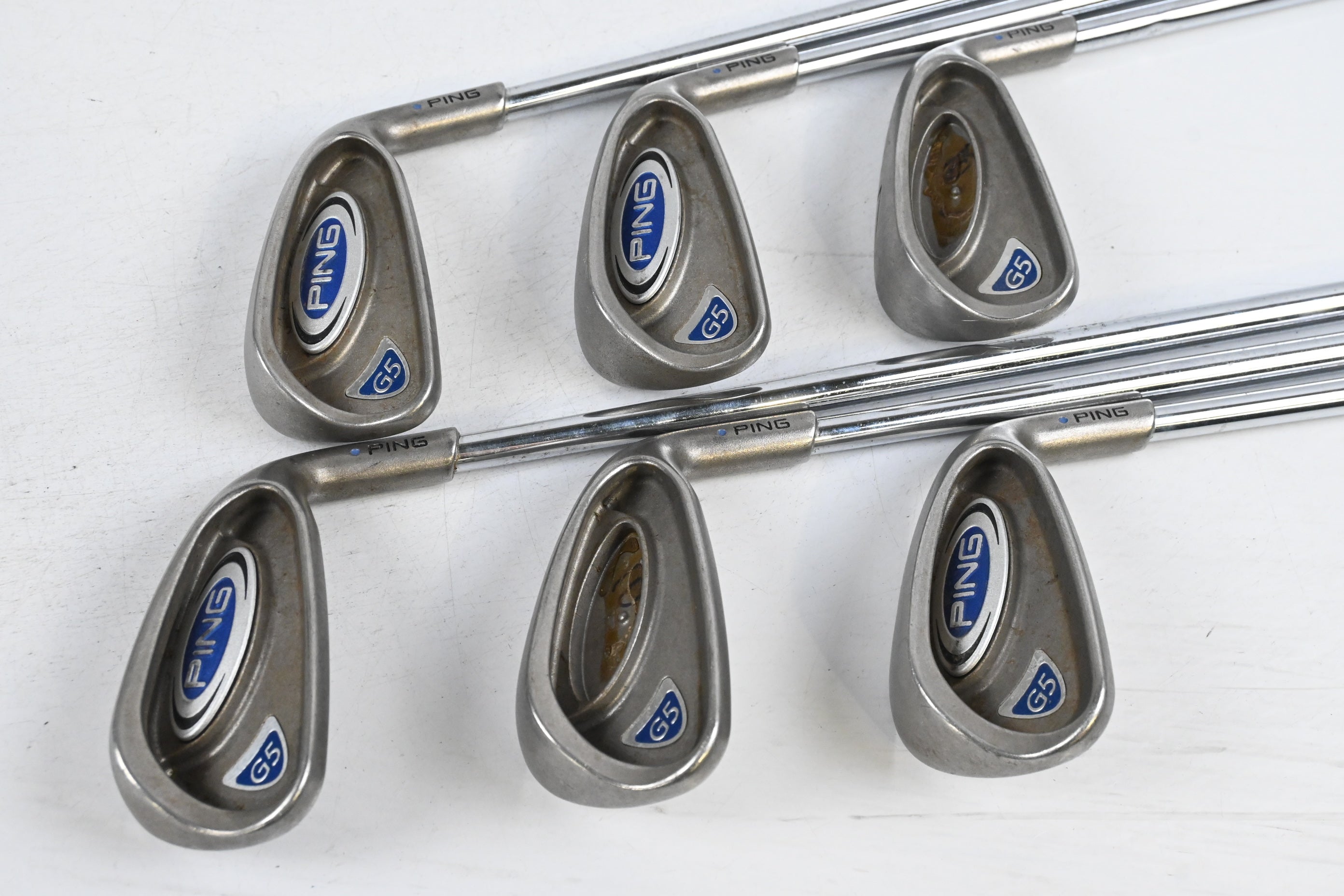 Ping G5 Irons / 5-PW / Blue Dot / Regular Flex Ping AWT Shafts