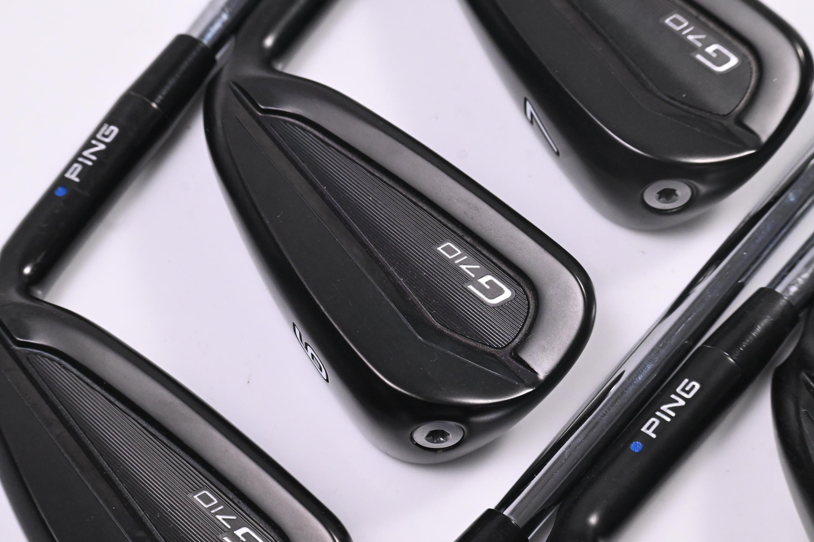 Ping G710 Irons / 5-PW+SW / Blue Dot / Stiff Flex Ping AWT 2.0 Shafts