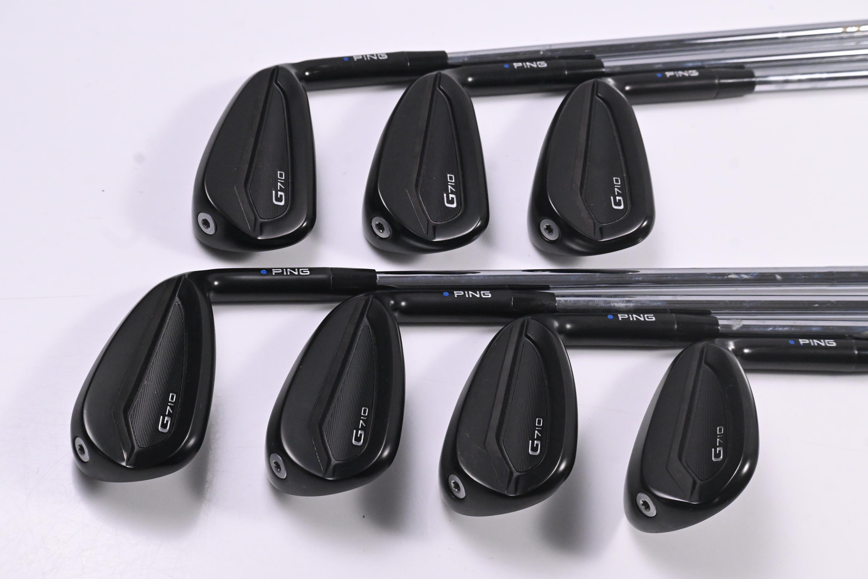 Ping G710 Irons / 5-PW+SW / Blue Dot / Stiff Flex Ping AWT 2.0 Shafts