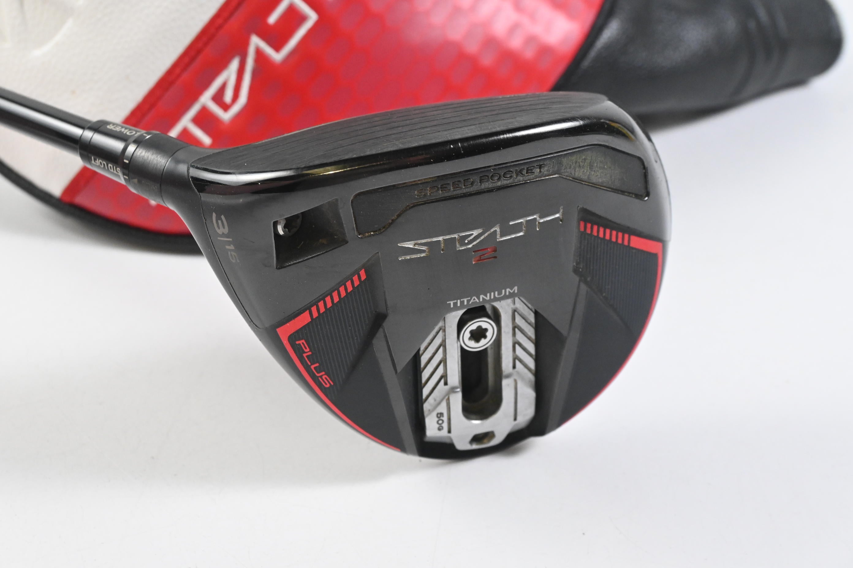 Left Hand Taylormade Stealth 2 Plus #3 Wood / 15 Degree / Stiff Flex Kai'li Red