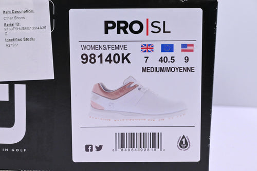 Ladies Footjoy Pro SL Golf Shoes / UK Size 7 / White & Brown