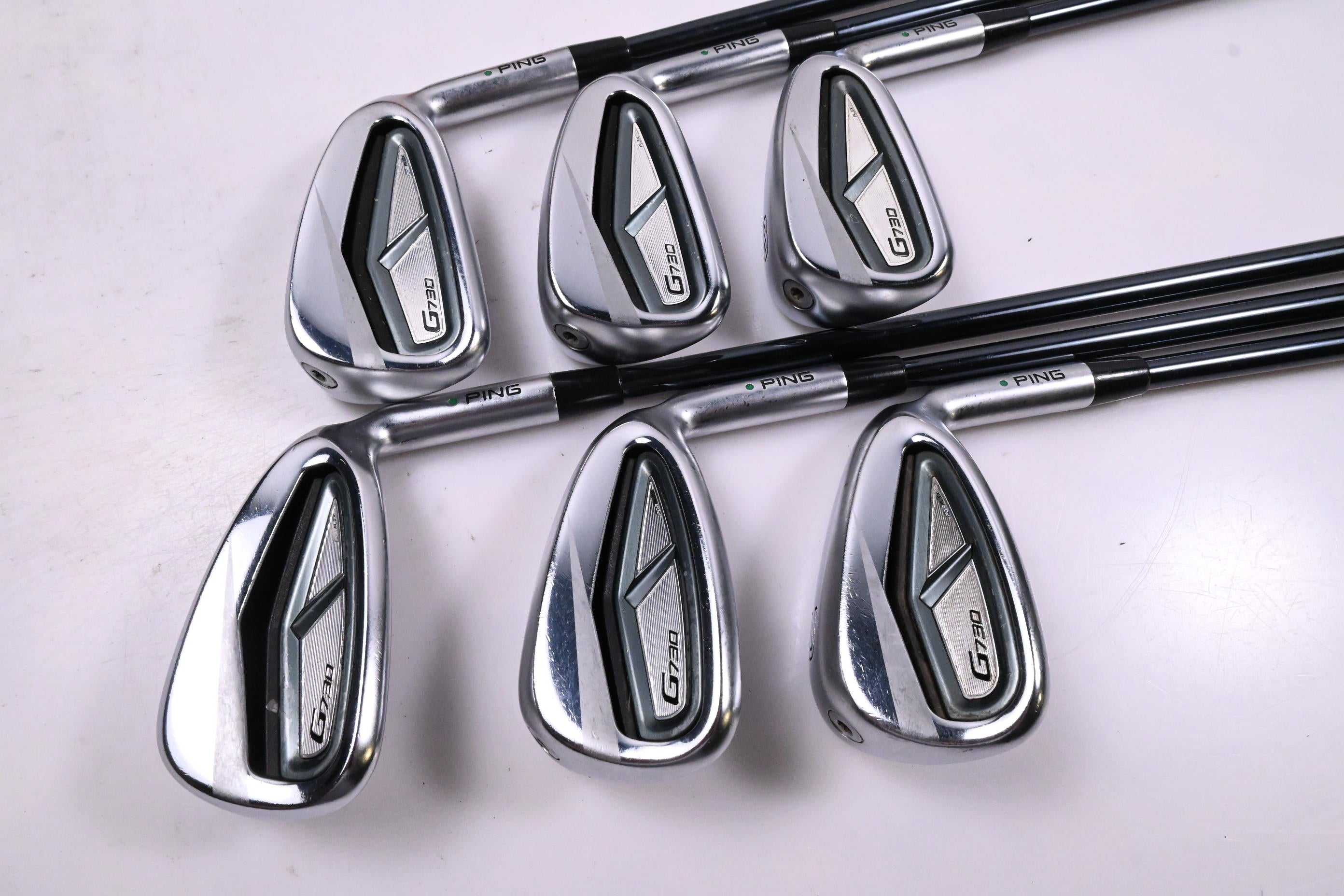 Ping G730 Irons / 6-PW+GW / Green Dot / Regular Flex UST Recoil Dart 75 Shafts