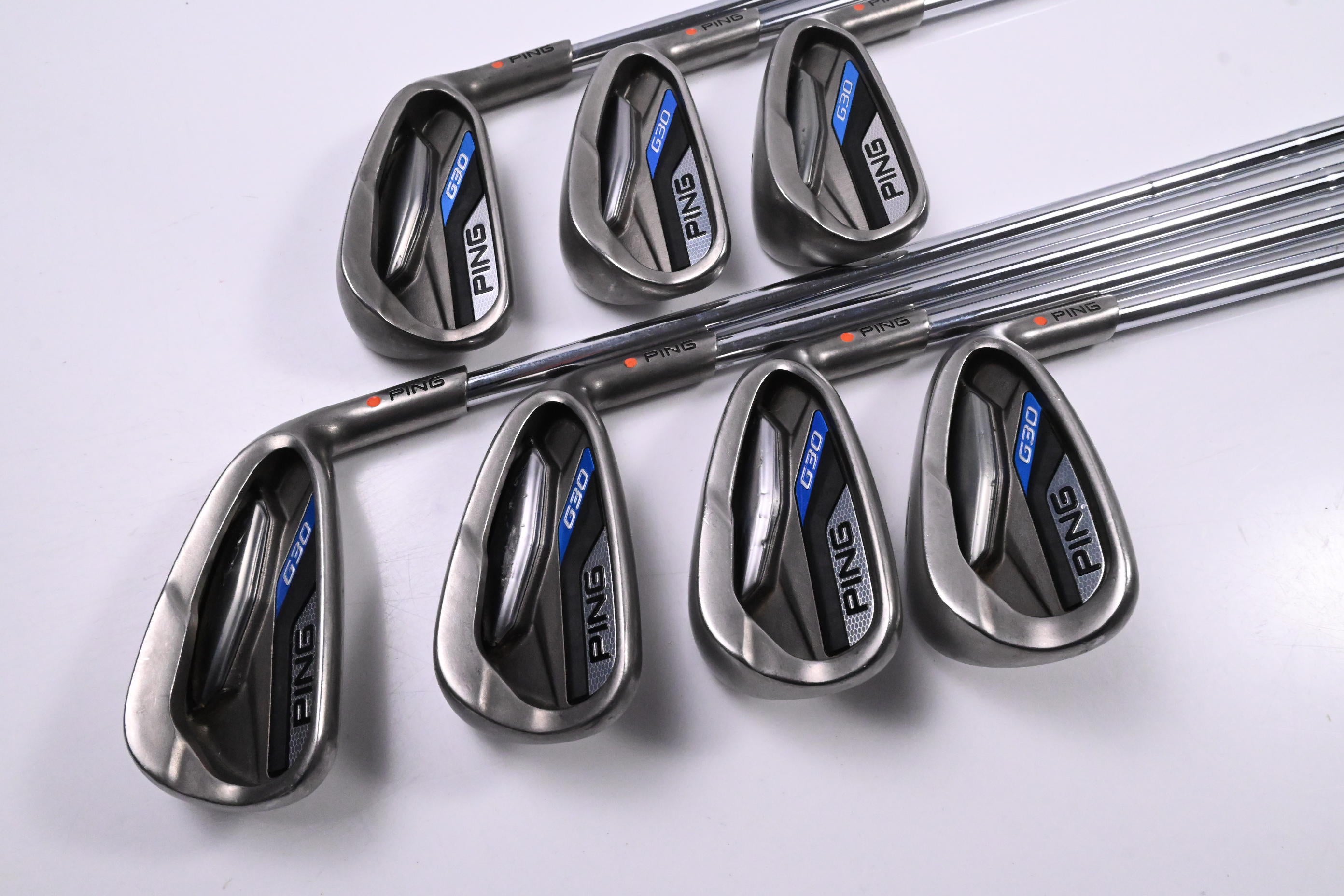 Ping G30 Irons / 4-PW / Orange Dot / Senior Flex Ping CFS Distance Shafts