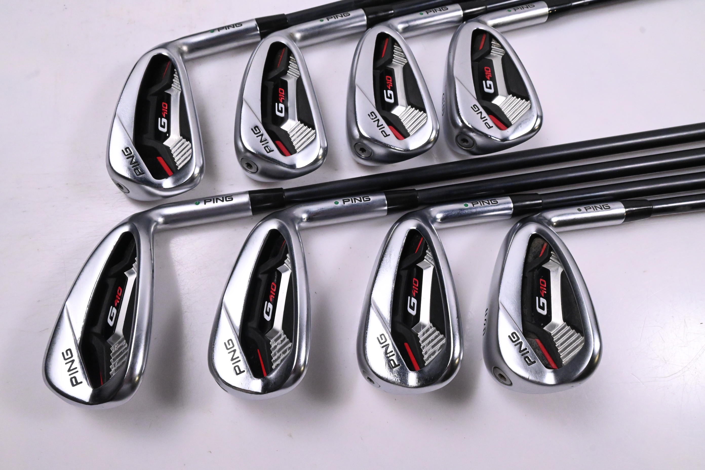 Ping G410 Irons / 5-PW+GW+SW / Green Dot / Regular Flex Ping Alta CB Red Shafts