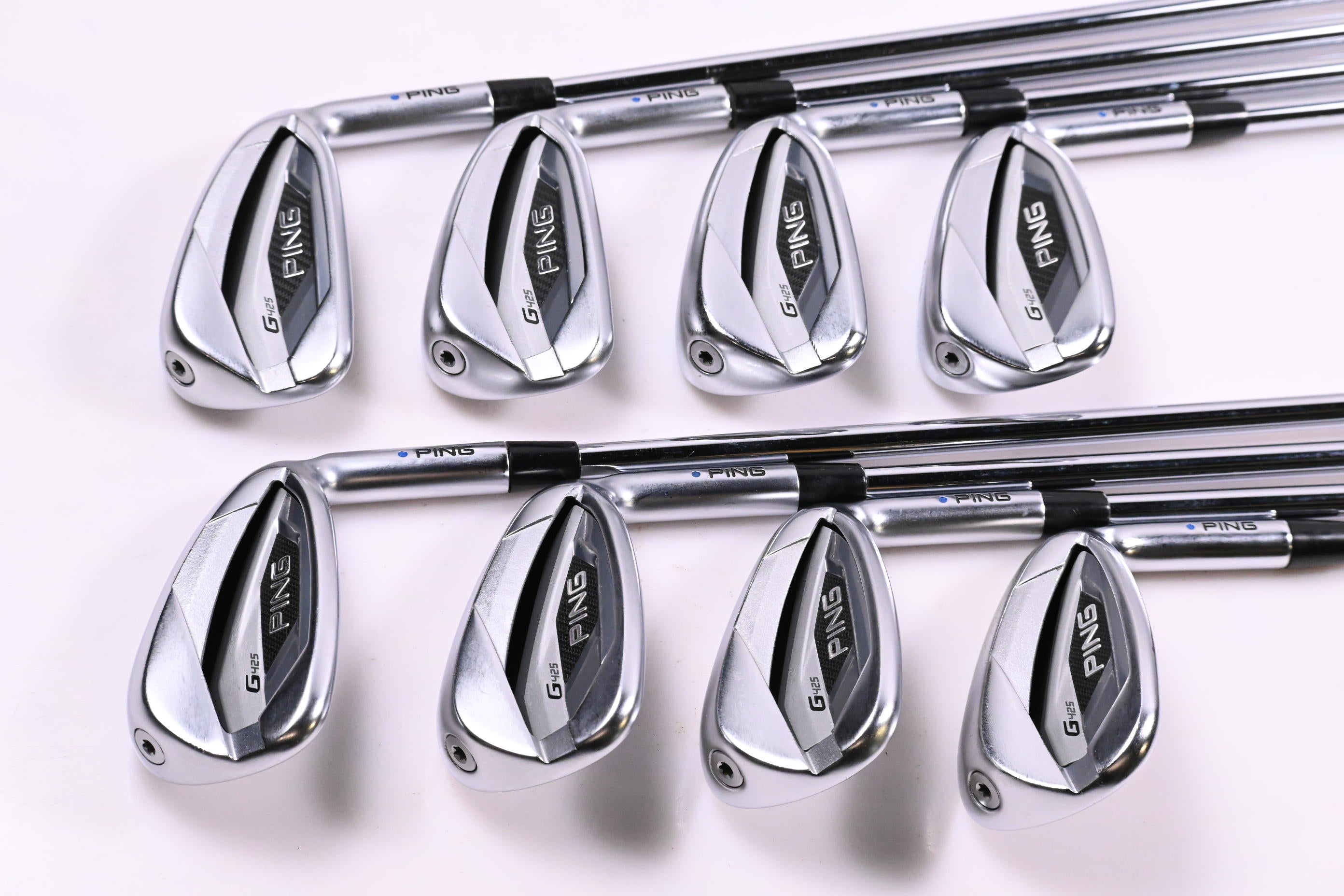 Ping G425 Irons / 5-PW+UW+SW / Blue Dot / Regular Flex Ping AWT 2.0 Shafts