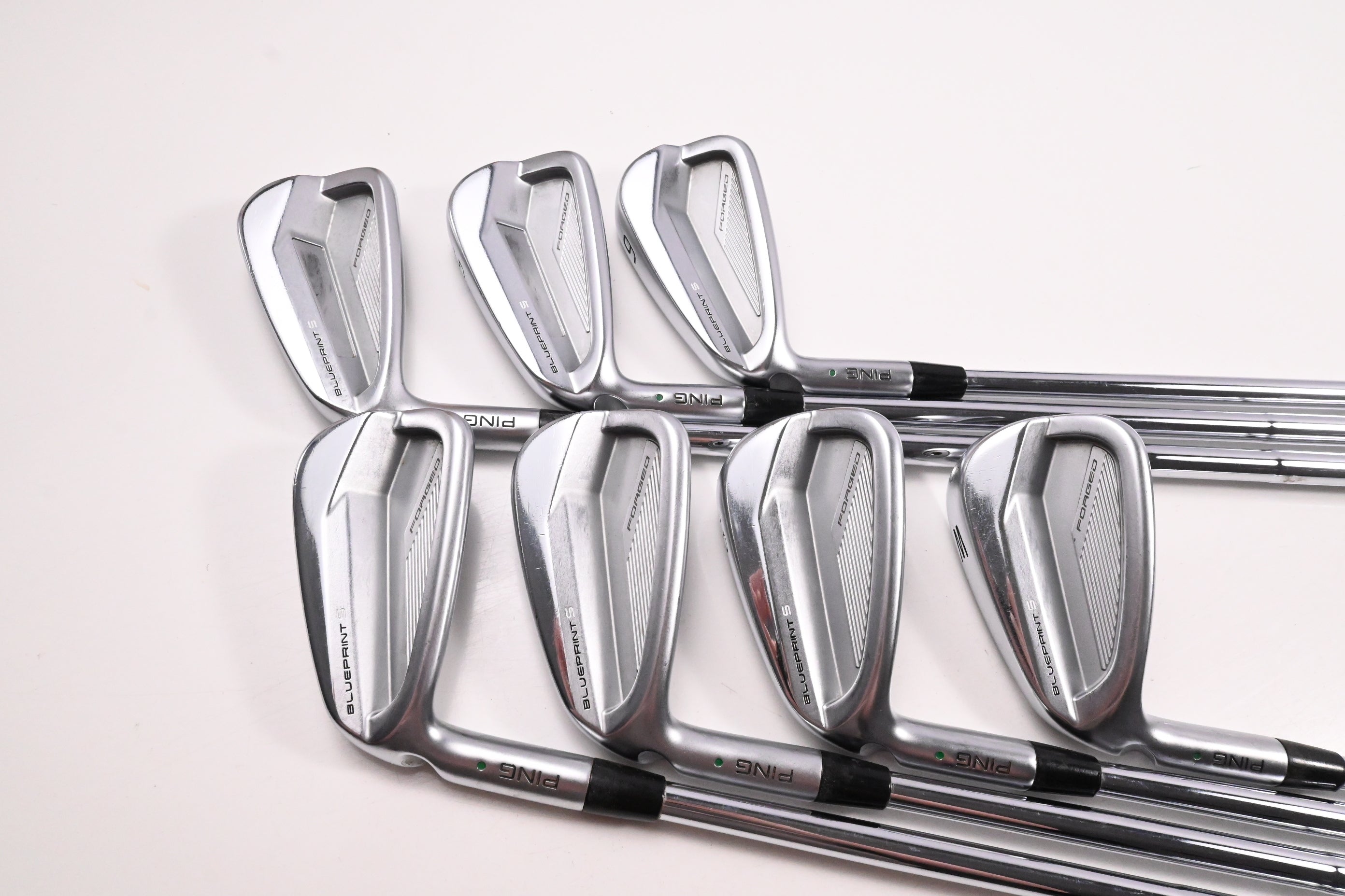 Left Hand Ping Blueprint S Irons / 4-PW / Green Dot / X-Flex Dynamic Gold 120