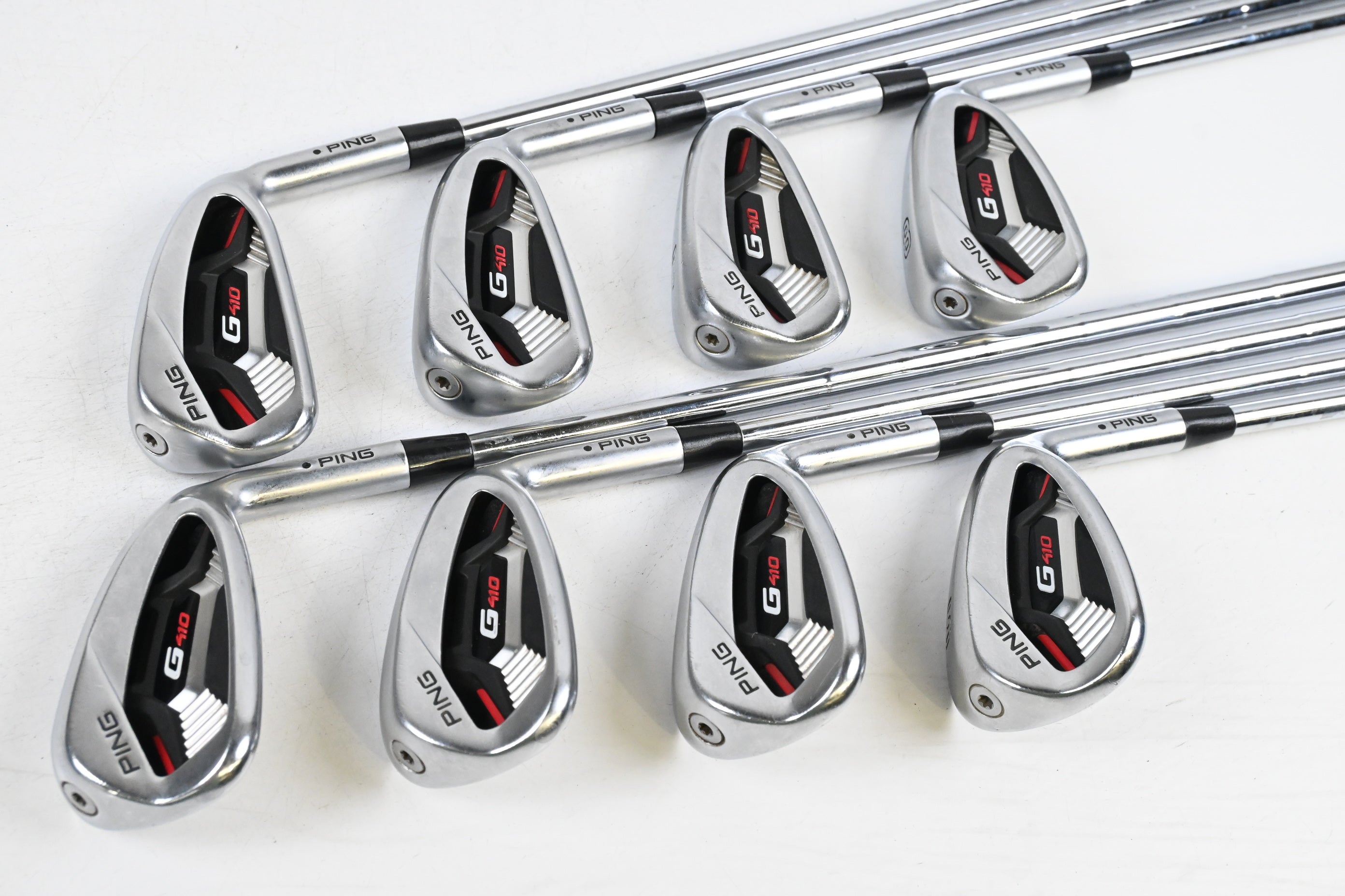 Ping G410 Irons / 5-PW+GW+SW / Black Dot / Stiff Flex KBS Tour 120 Shafts