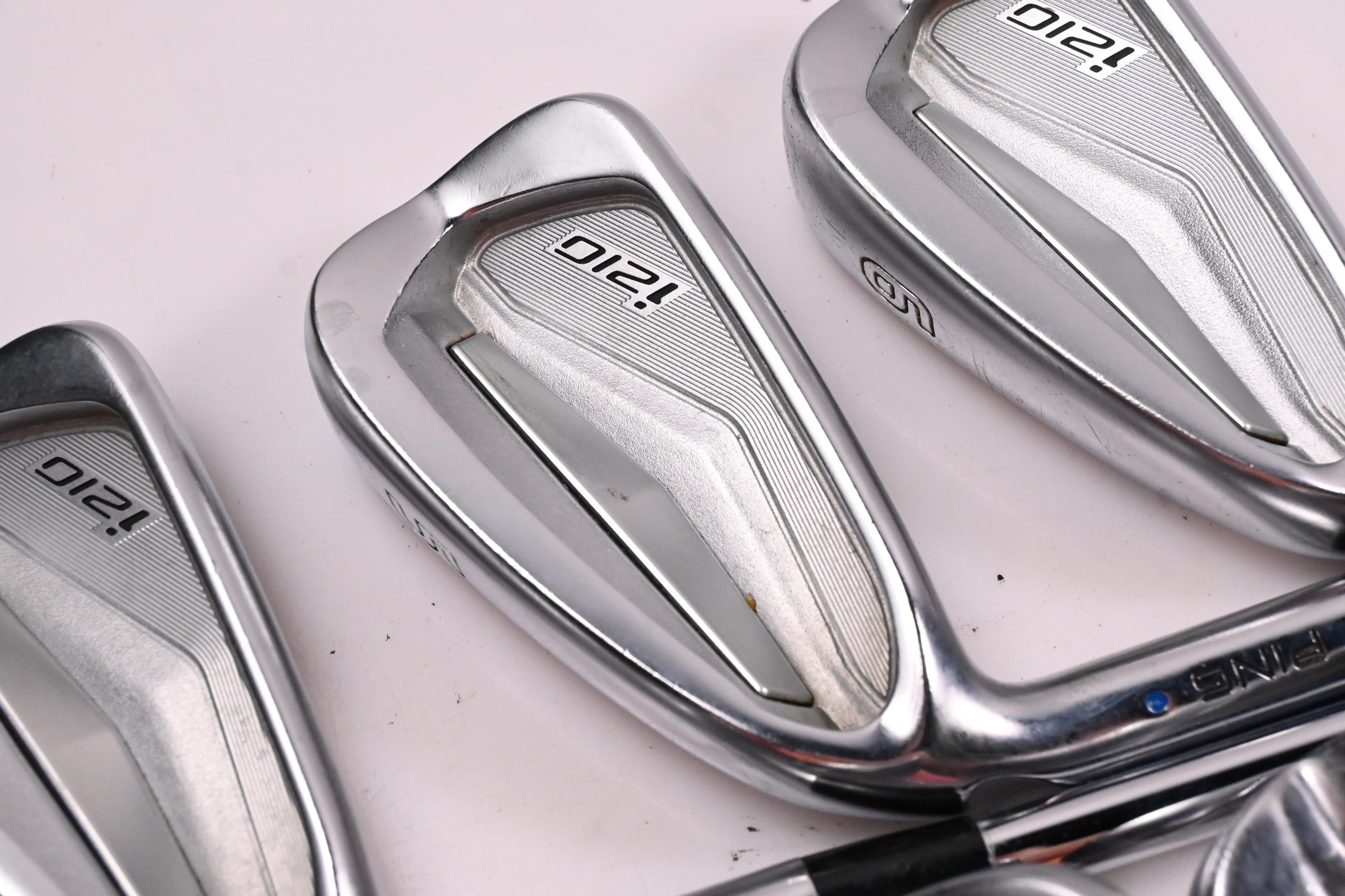 Left Hand Ping i210 Irons / 4-PW / Blue Dot / Stiff Flex Dynamic Gold 120 Shafts