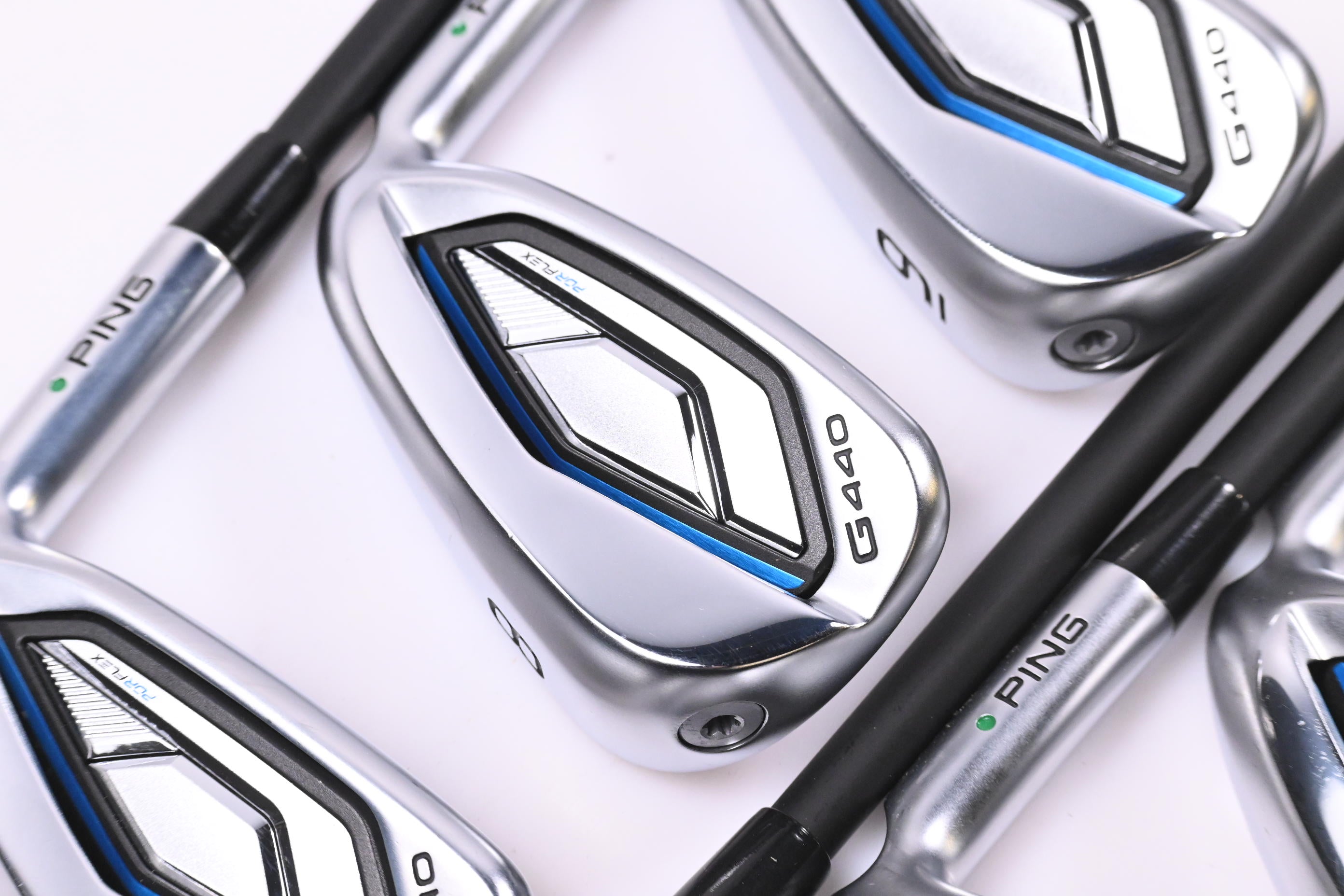 Ping G440 Irons / 7-PW+GW+52°+56° / Green Dot / Senior Flex Ping Alta CB Blue