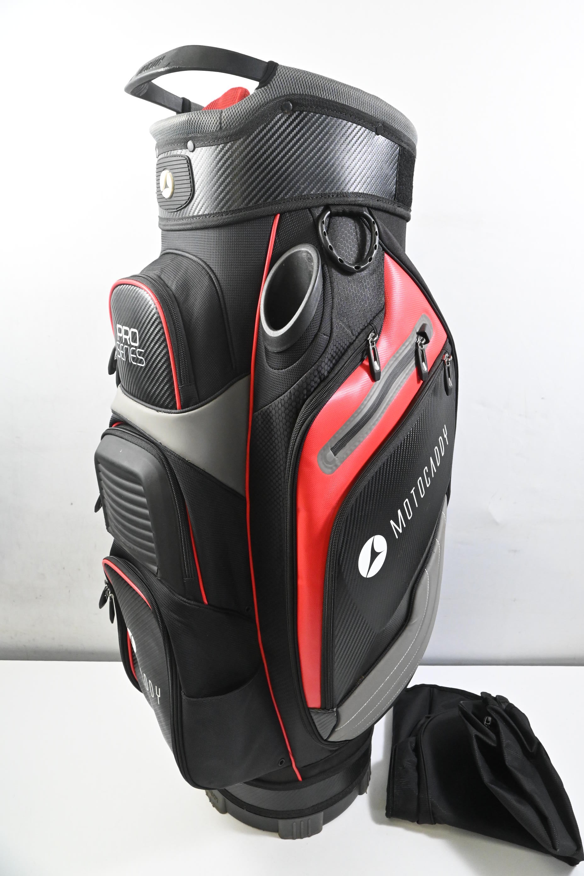 Motocaddy Pro Series Cart Bag / 14-Way Divider / Black, Red & Grey