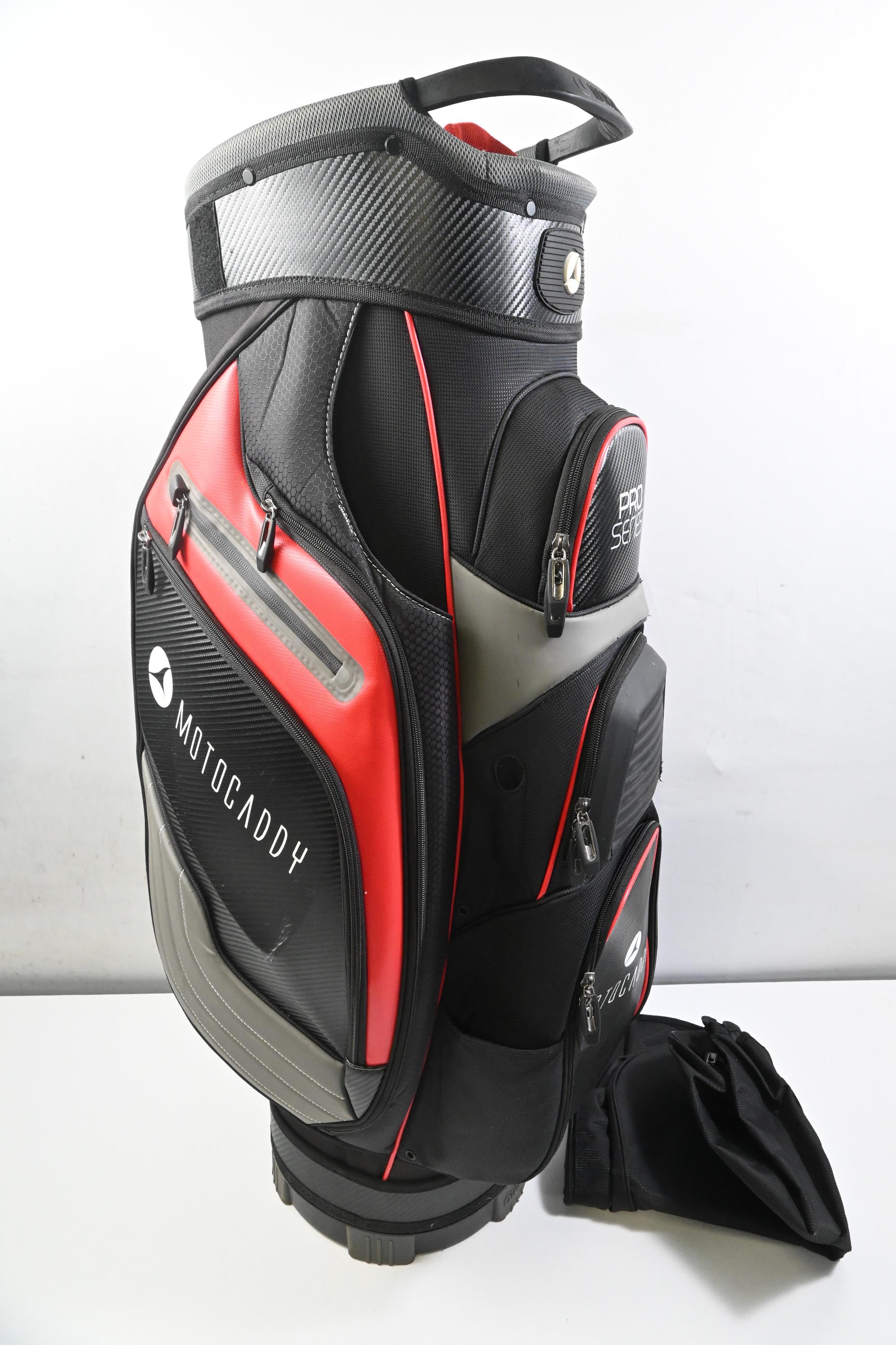 Motocaddy Pro Series Cart Bag / 14-Way Divider / Black, Red & Grey