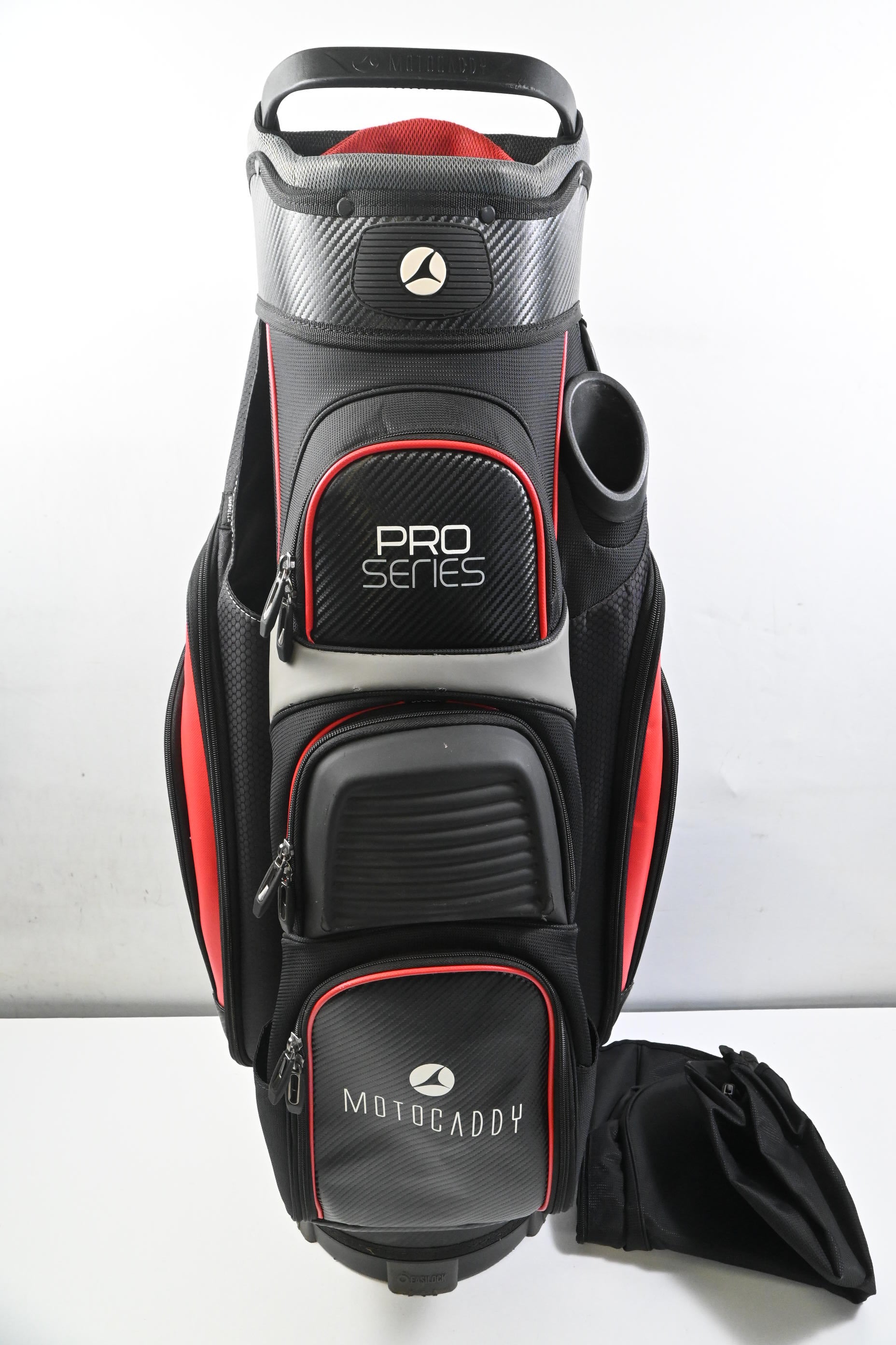 Motocaddy Pro Series Cart Bag / 14-Way Divider / Black, Red & Grey