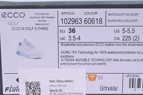 Ladies Ecco S-Three Golf Shoes / UK Size 4 / White