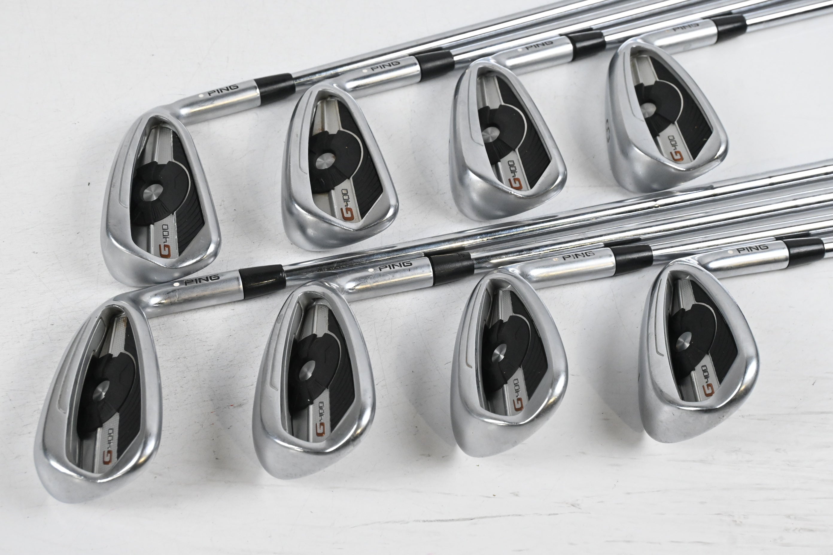 Ping G400 Irons / 6-PW+SW+LW / White Dot / Stiff Flex Ping AWT 2.0 Shafts