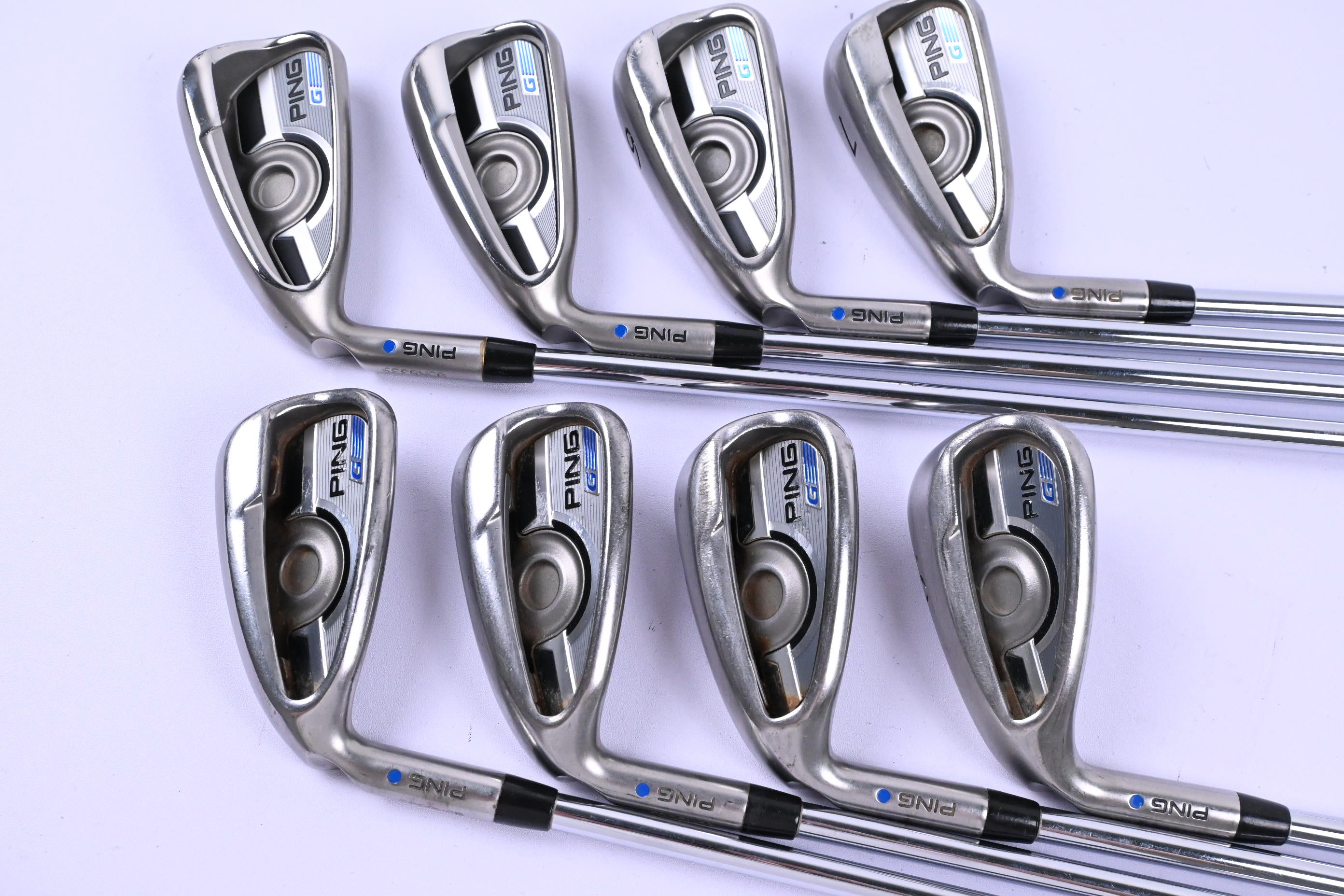 Left Hand Ping G Series Irons / 4-PW+SW / Blue Dot / Senior Flex Ping CFS Shafts