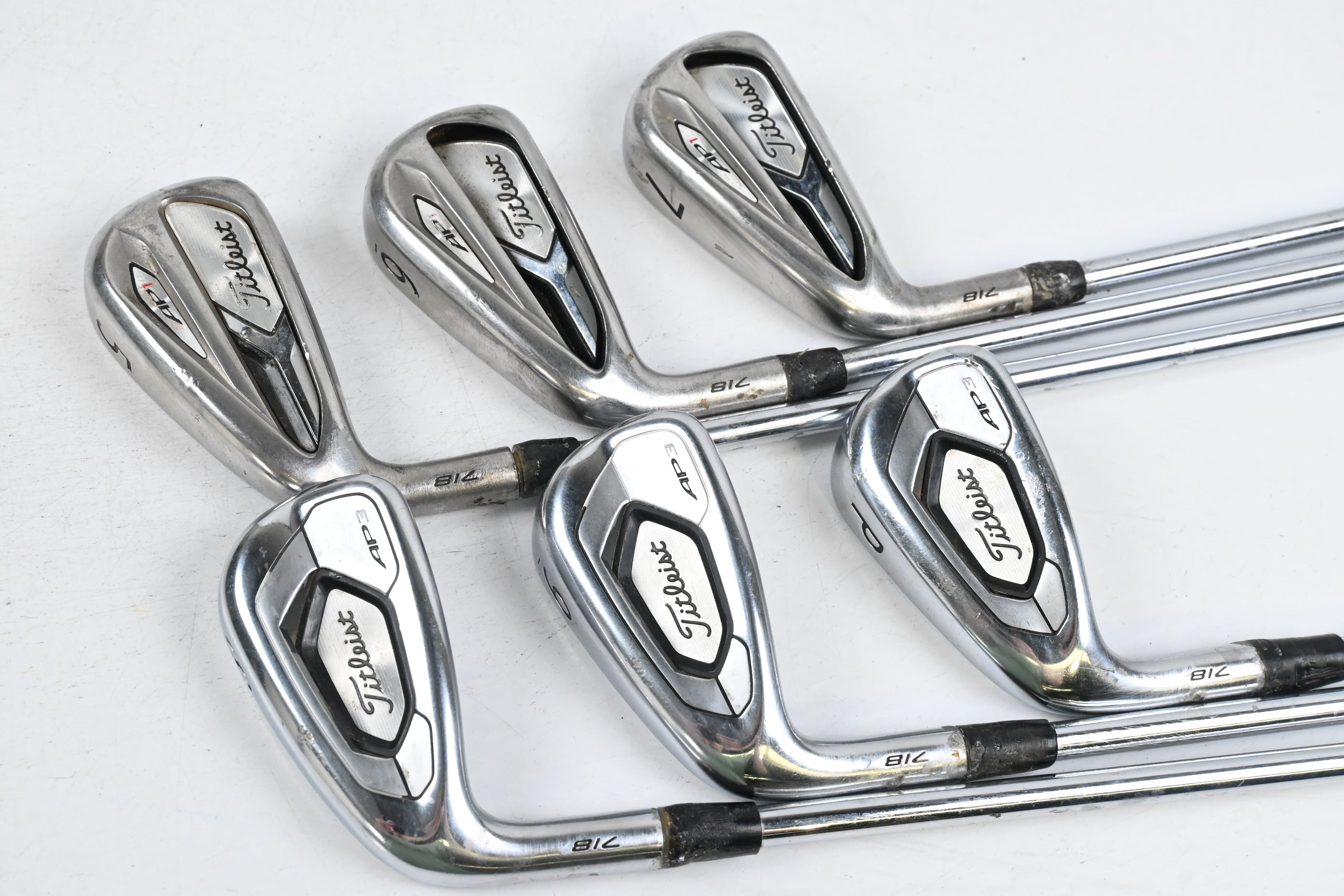 Left Hand Titleist 718 AP1 Irons / 5-PW / Regular Flex AMT Black R300 Shafts