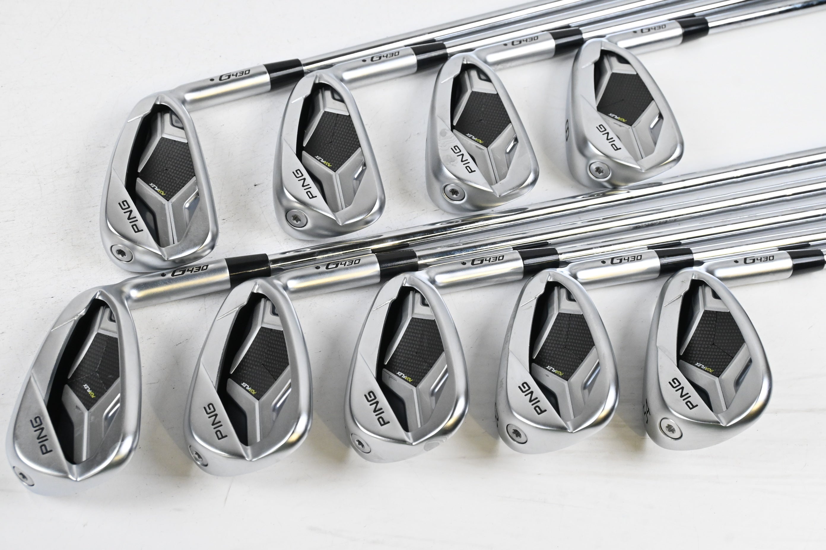 Ping G430 Irons / 5-PW+GW+AW+SW / Black Dot / Stiff Flex Ping AWT 2.0 Shafts