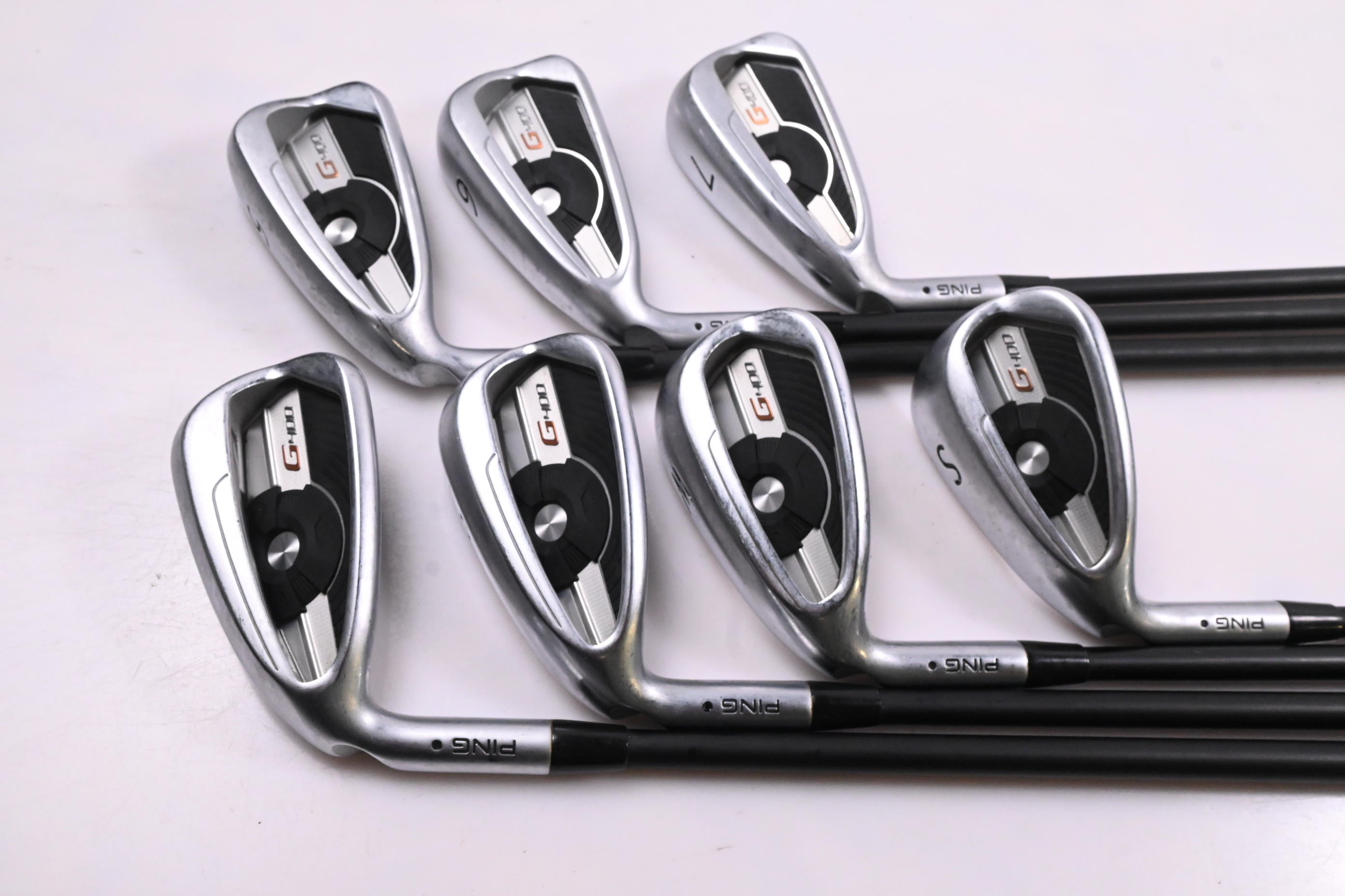 Left Hand Ping G400 Irons / 5-PW+SW / Black Dot / Regular Flex Ping ALTA CB AWT