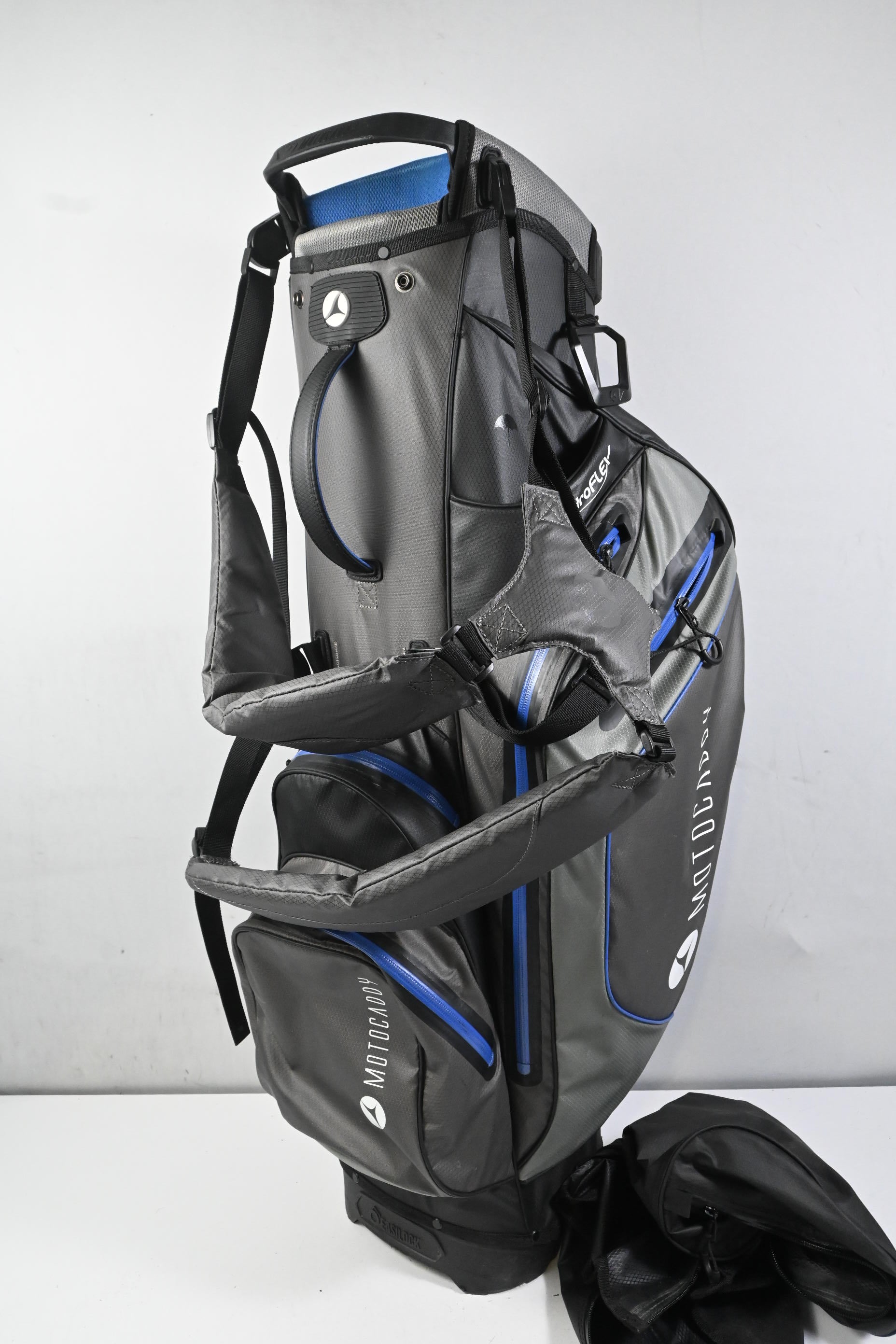 Motocaddy Hydro Flex Stand Bag / 5-Way Divider / Grey, Blue